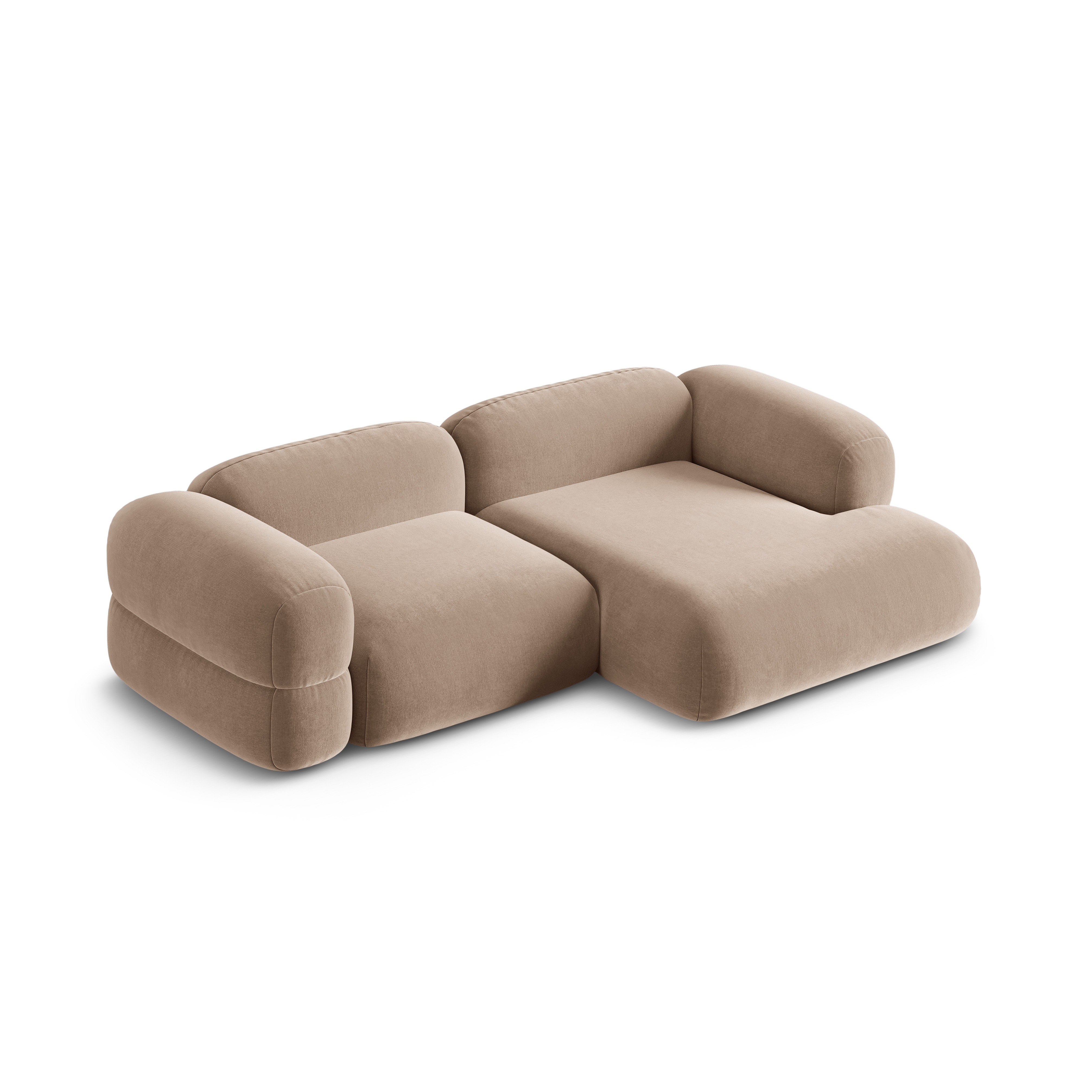 Samt-Ecksofa rechts ROGER dunkelbeige