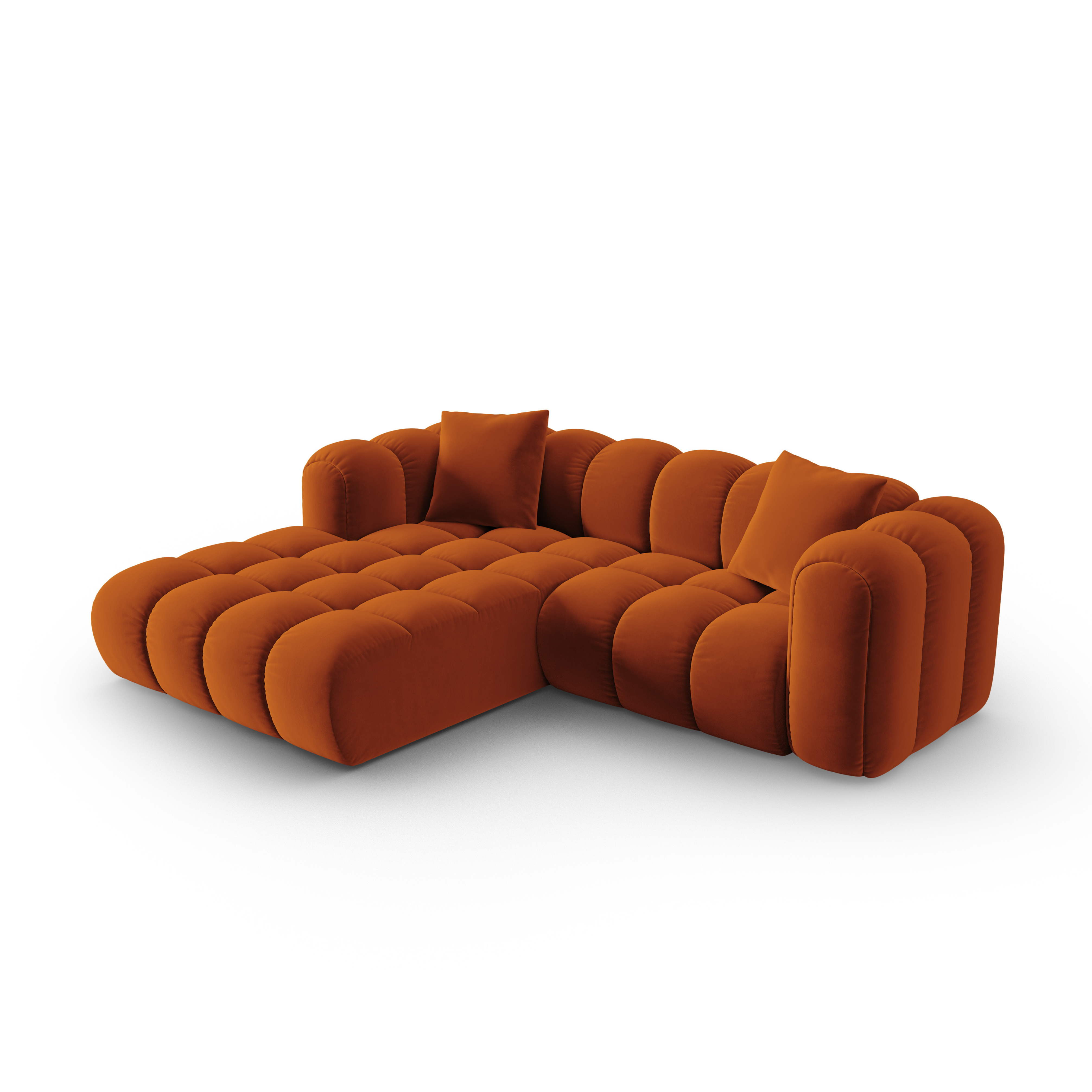 Velvet corner sofa for 3 people, left-sided ASTRO in rust