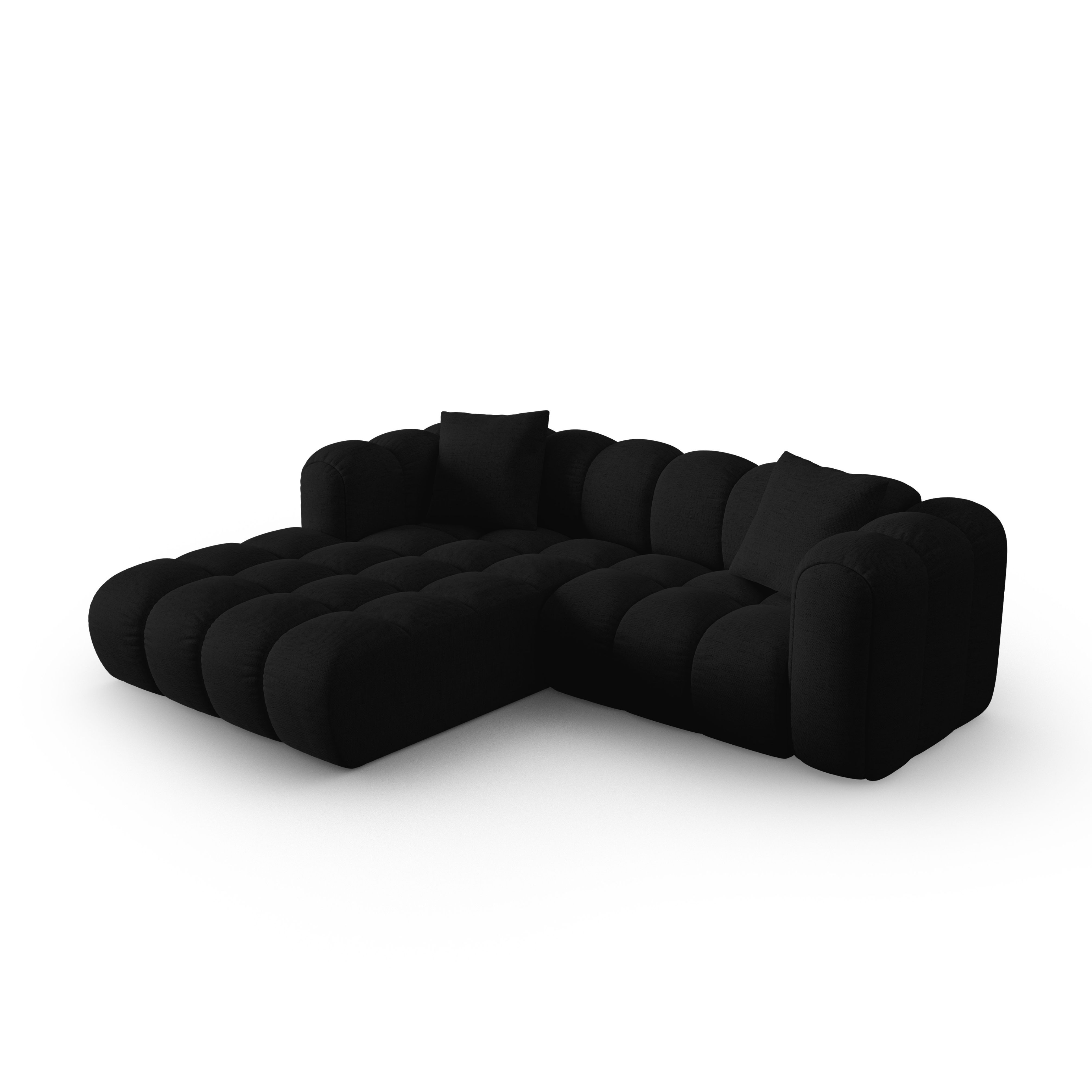 Left-facing 3-seater corner sofa ASTRO black chenille