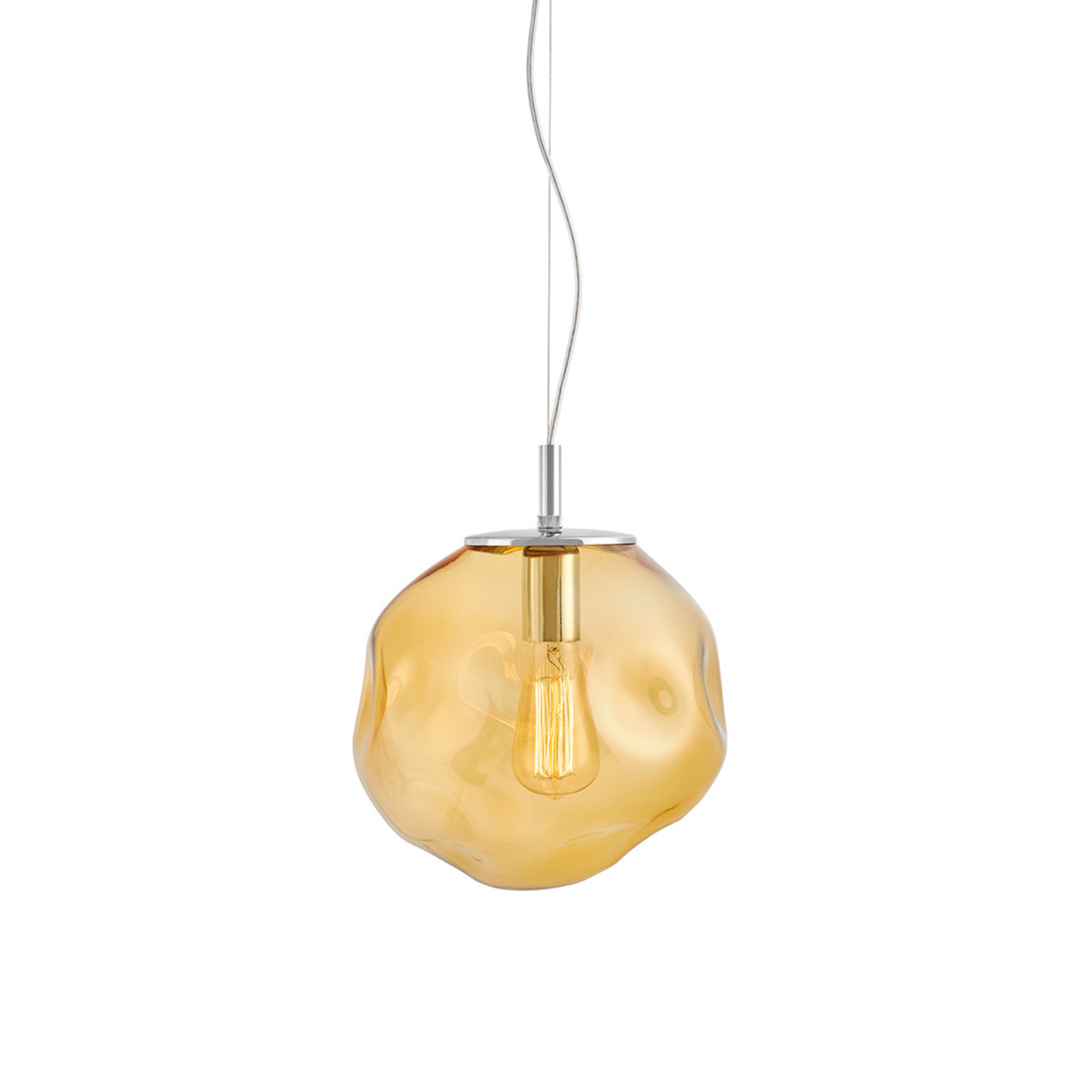 Hanglamp AVIA amber met zilveren afwerking