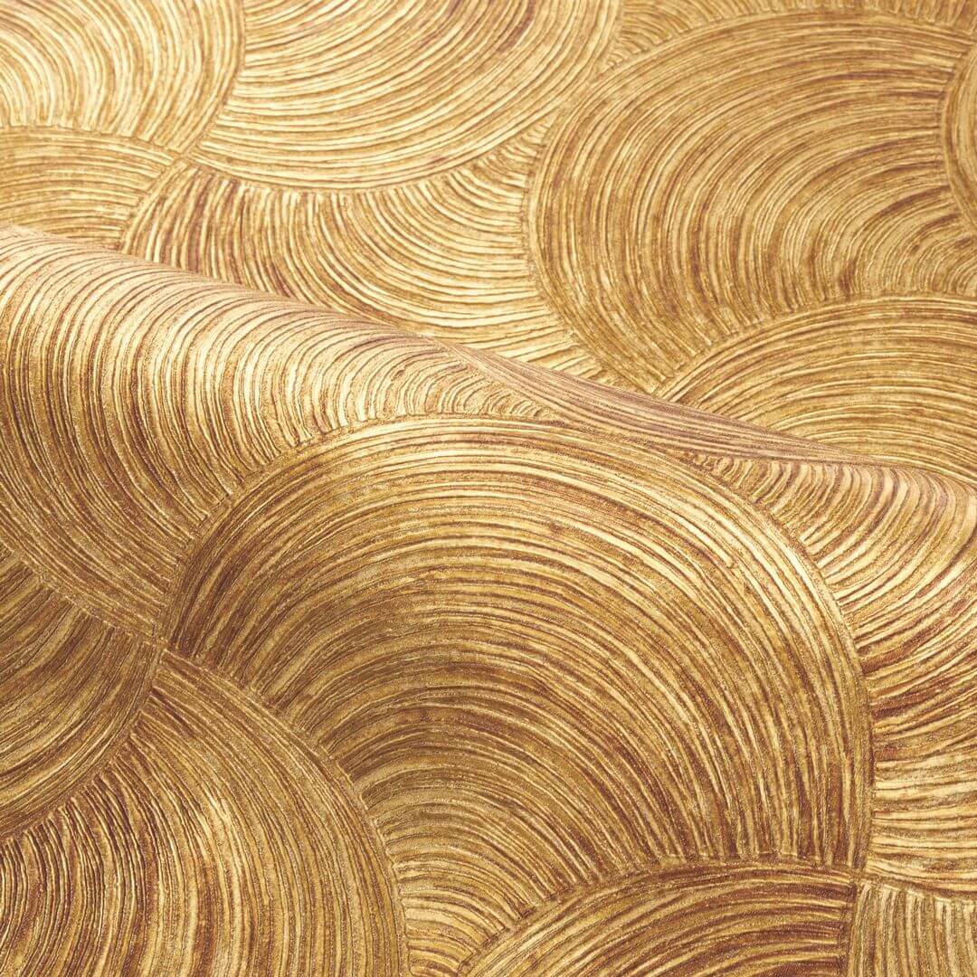 Strukturierte metallische Tapete mit abstraktem Muster APHELIE - OR kupfergold