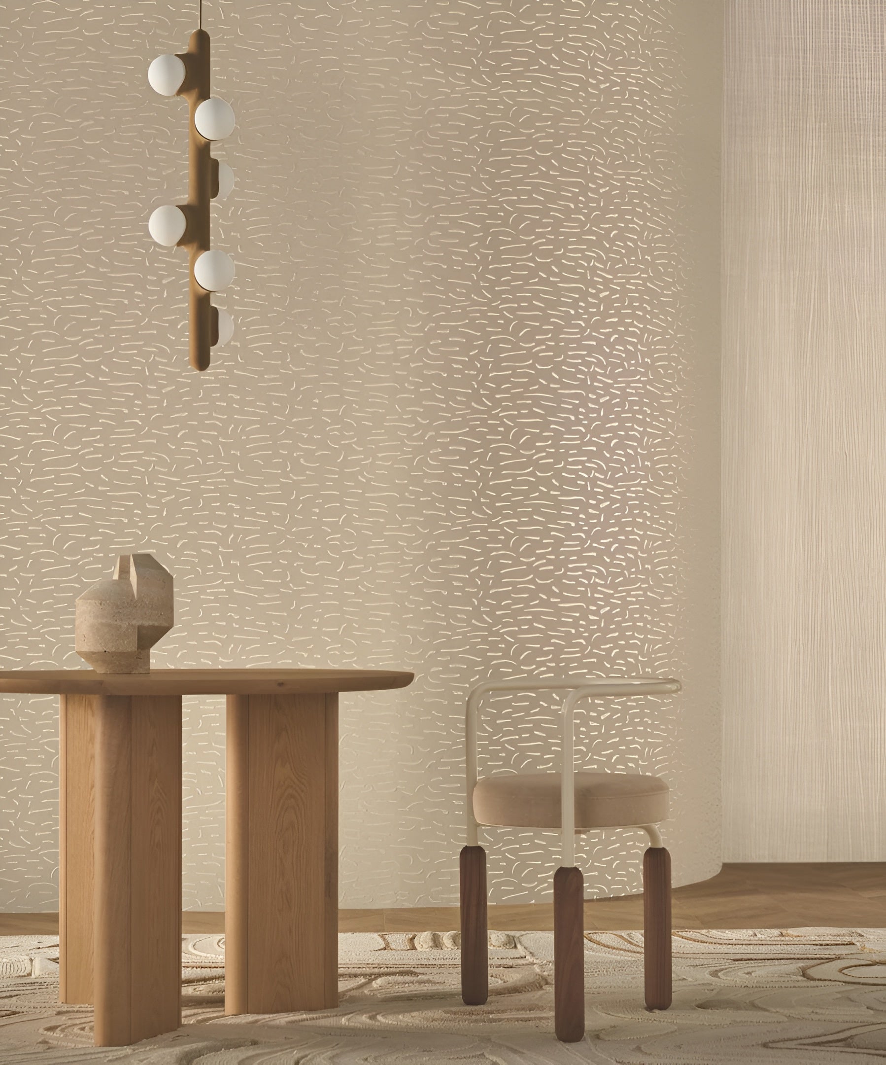 Structural wallpaper with metallic pattern LUMÉIS - NOIR DE LUNE BRONZE black with bronze