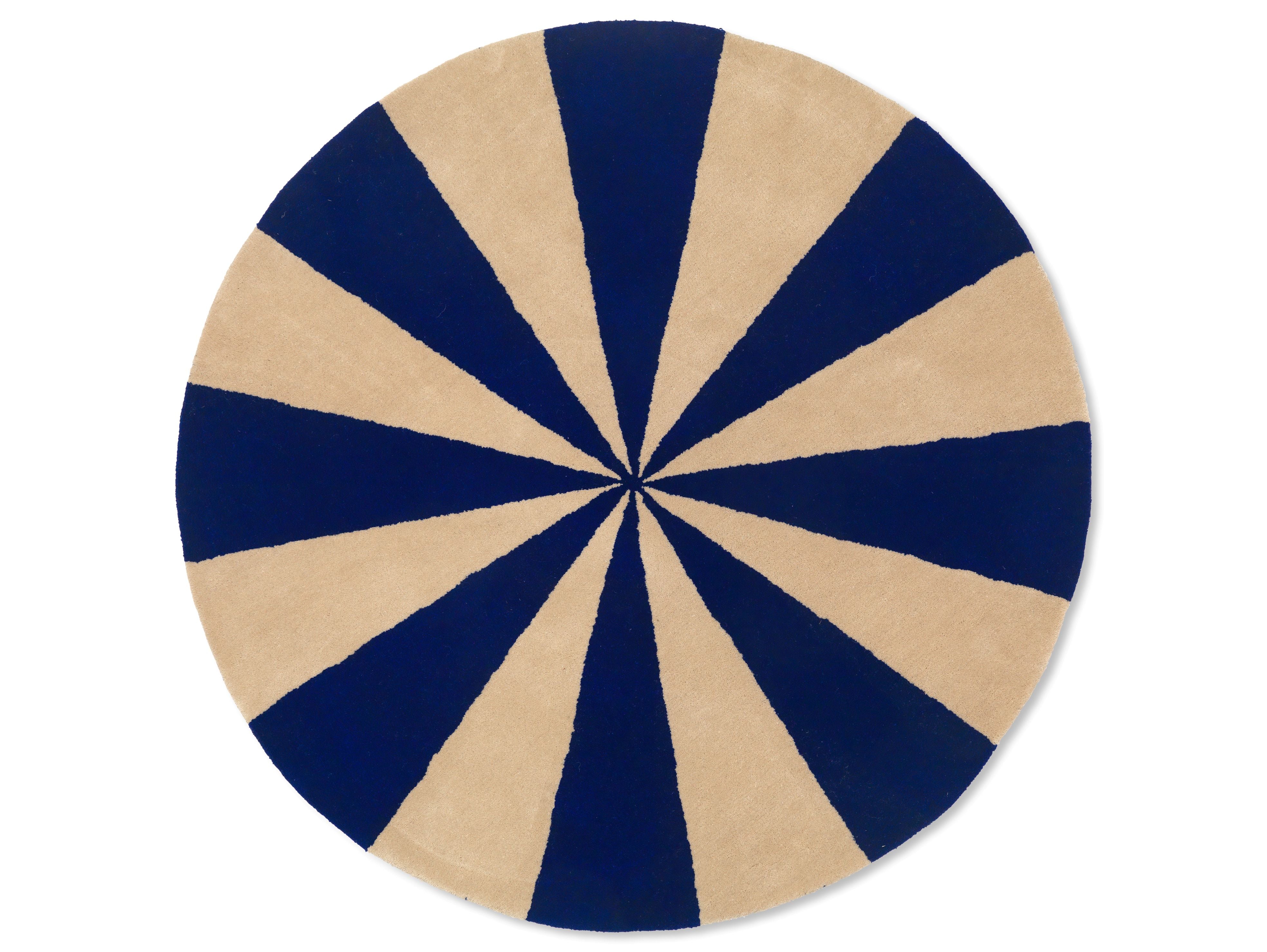 Round rug ARCH blue with beige