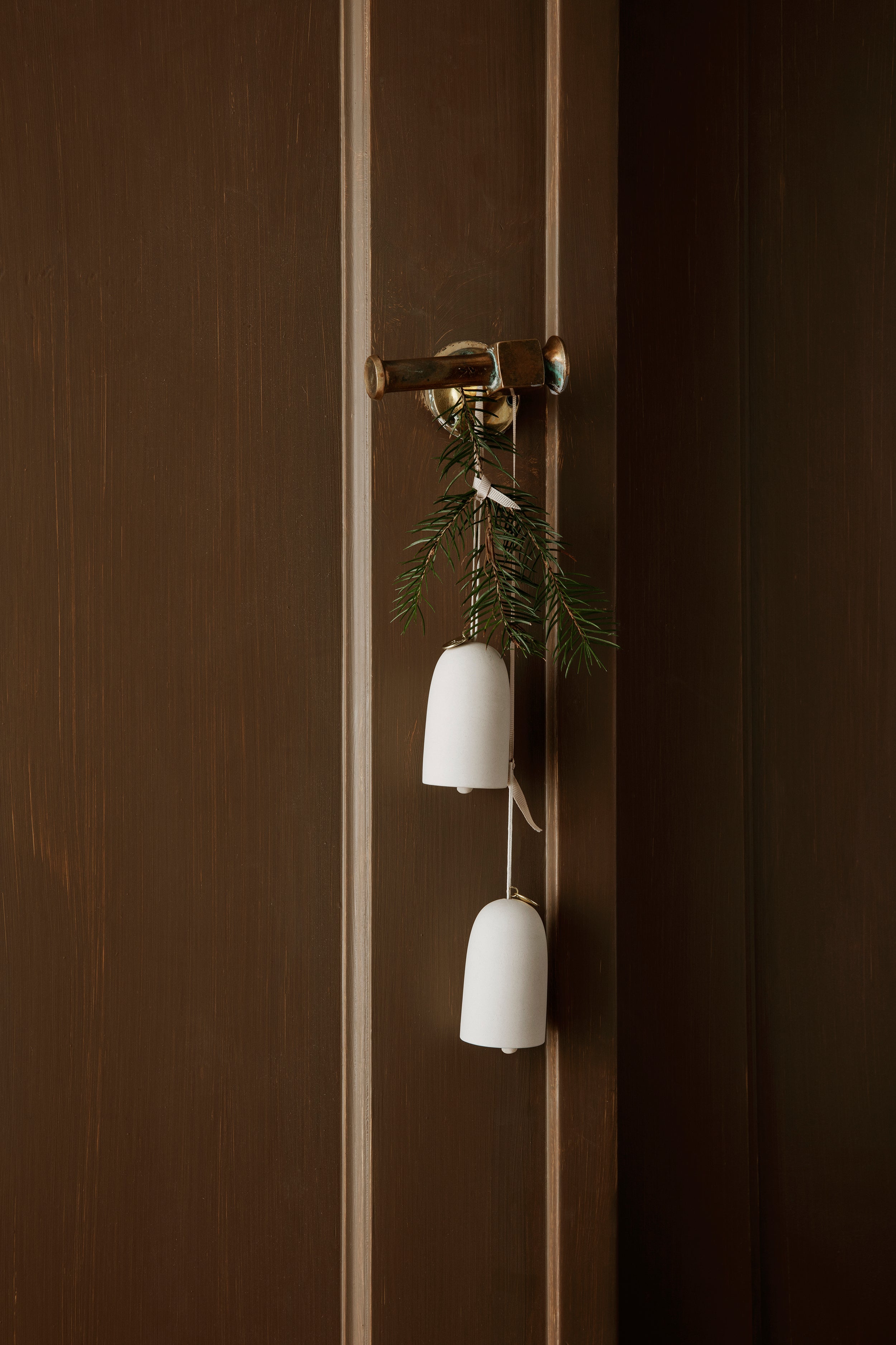 Christmas Bell Ceramic Set white with gold