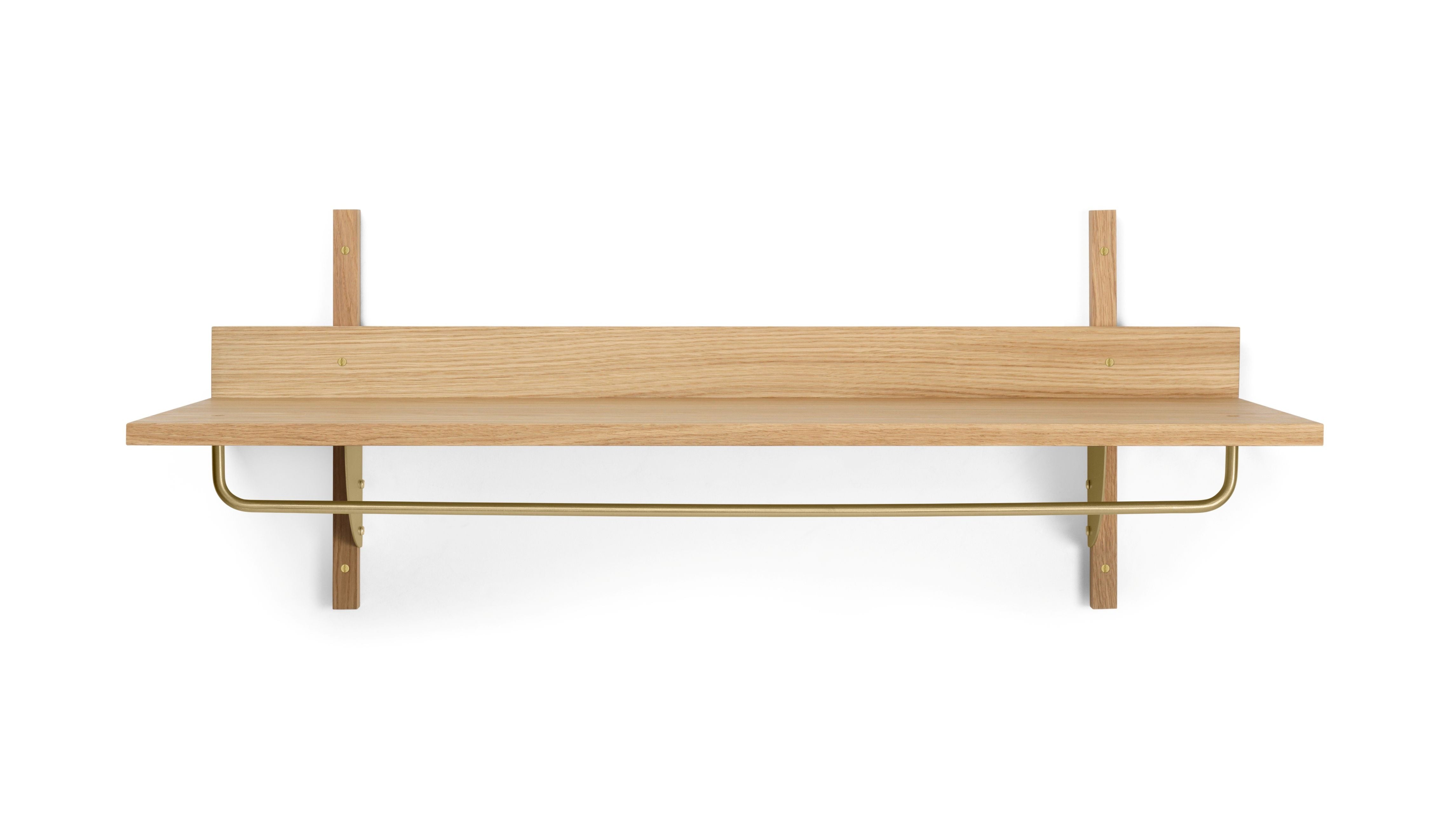 SECTOR RACK SHELF Regal mit Reling, Eichenfurnier mit Messing-Finish