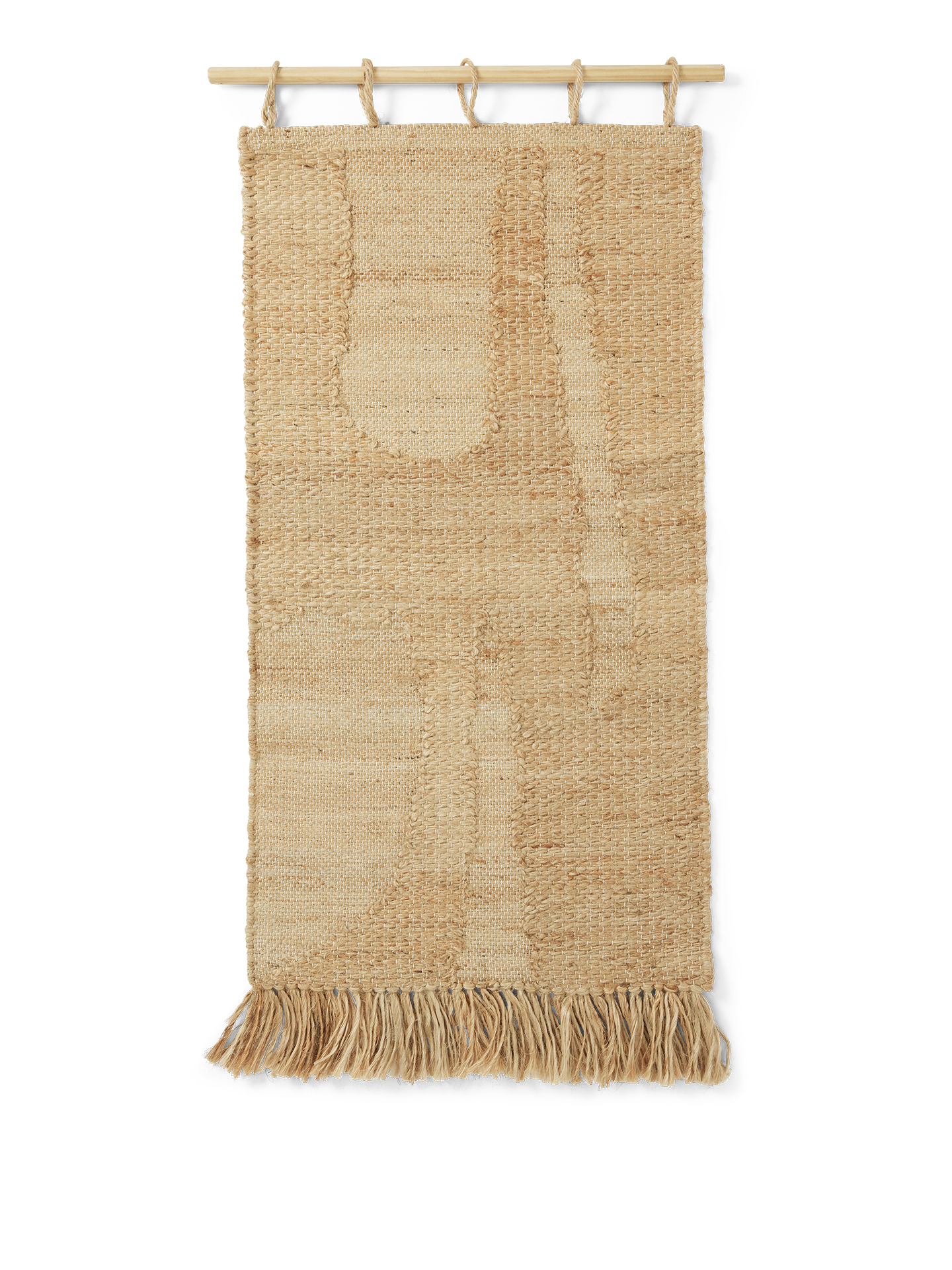 Ernte -Juta -Wanddekoration und Buchenholz