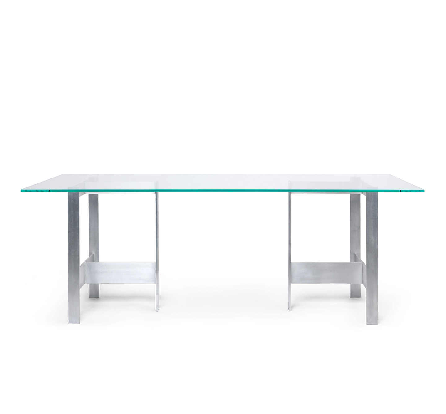 Glazen tafel LAGER met aluminium voet