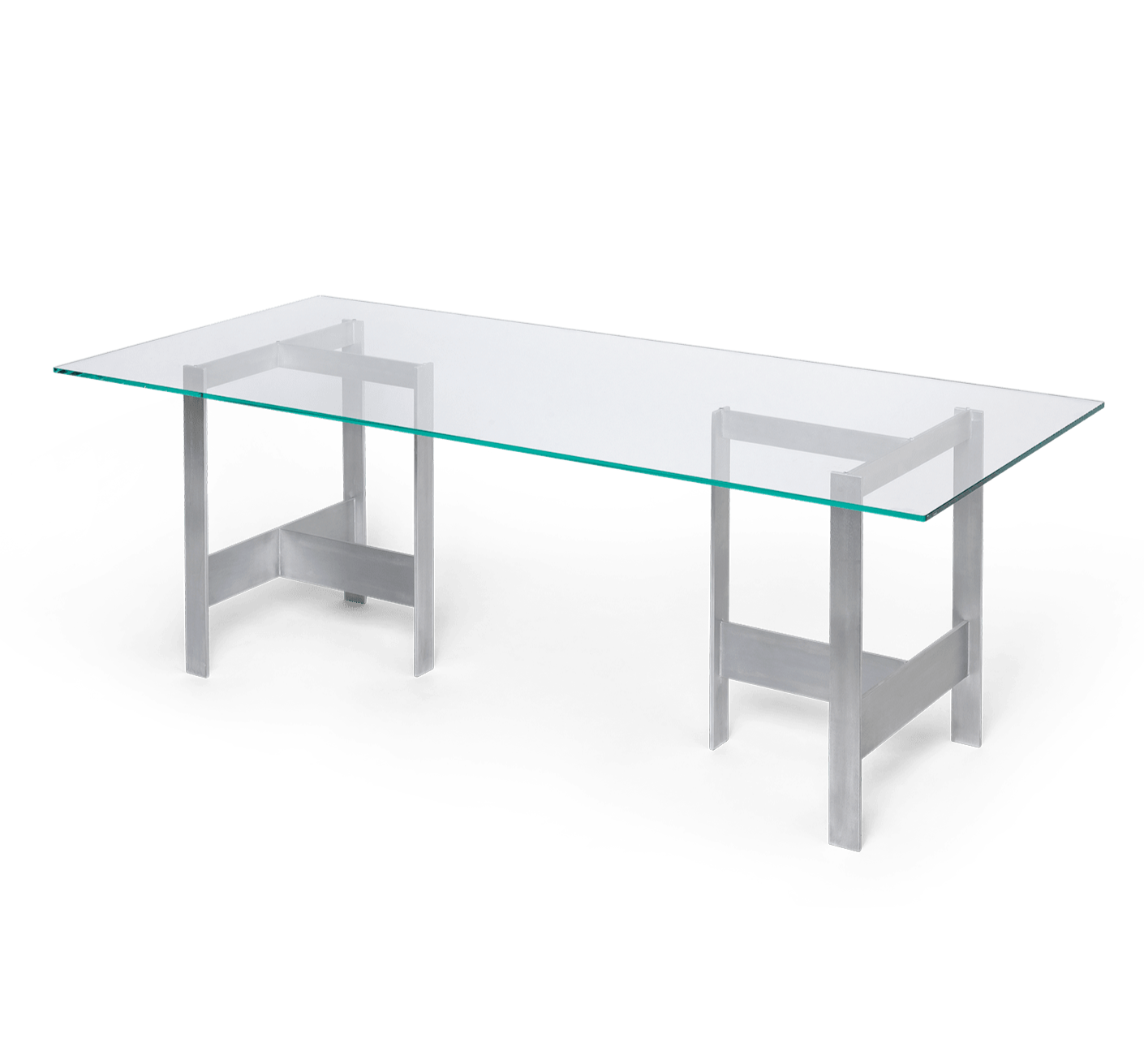 Glazen tafel LAGER met aluminium voet