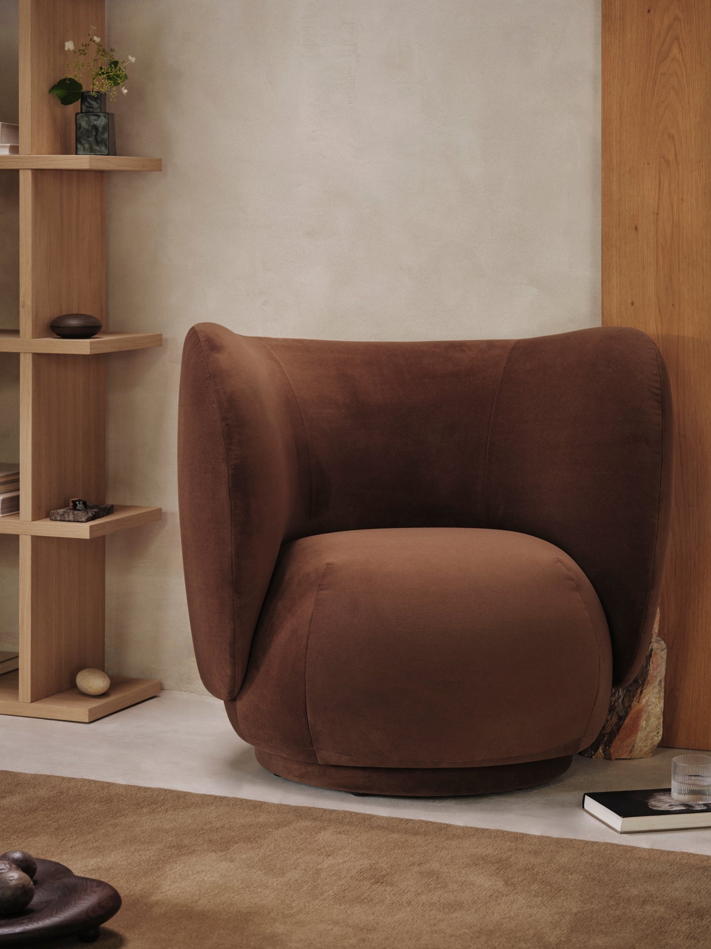 Fauteuil RICO LOUNGE Rijke Velours bruin