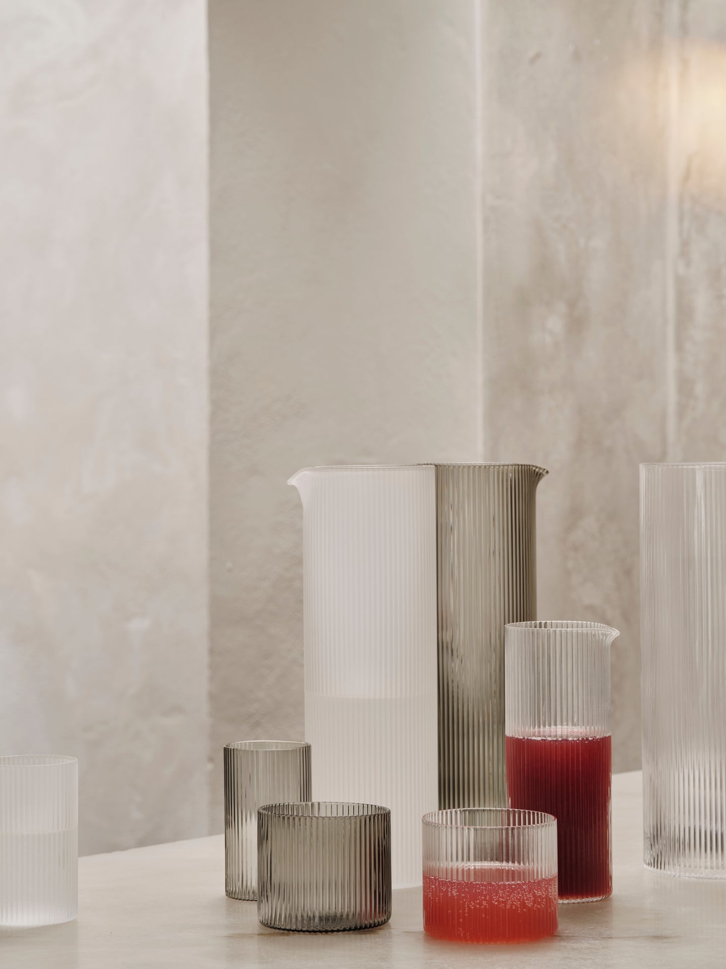 RIPPLE LOW glass set hand-blown glass