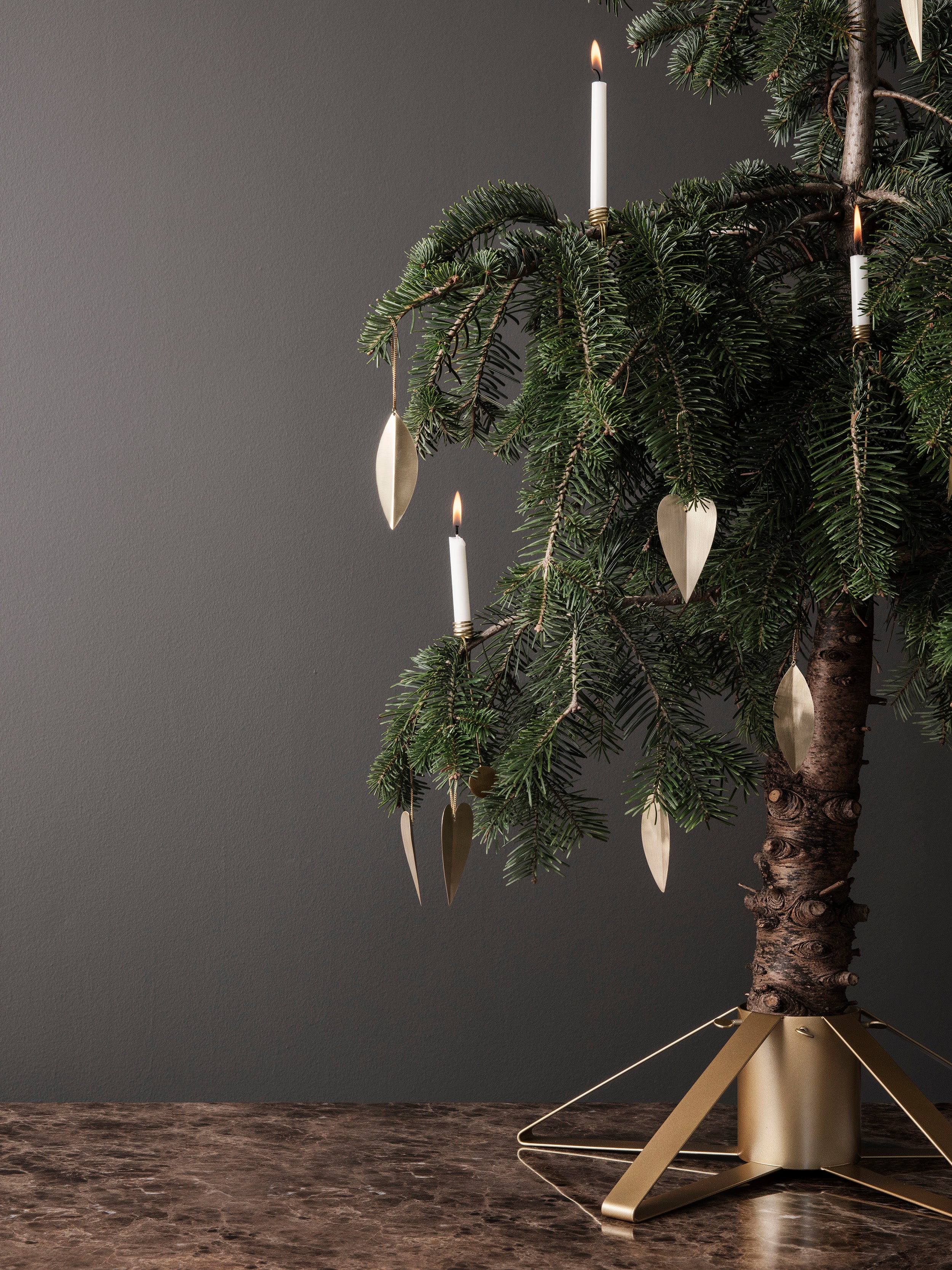 Decoratieset voor de kerstboom HEART van messing