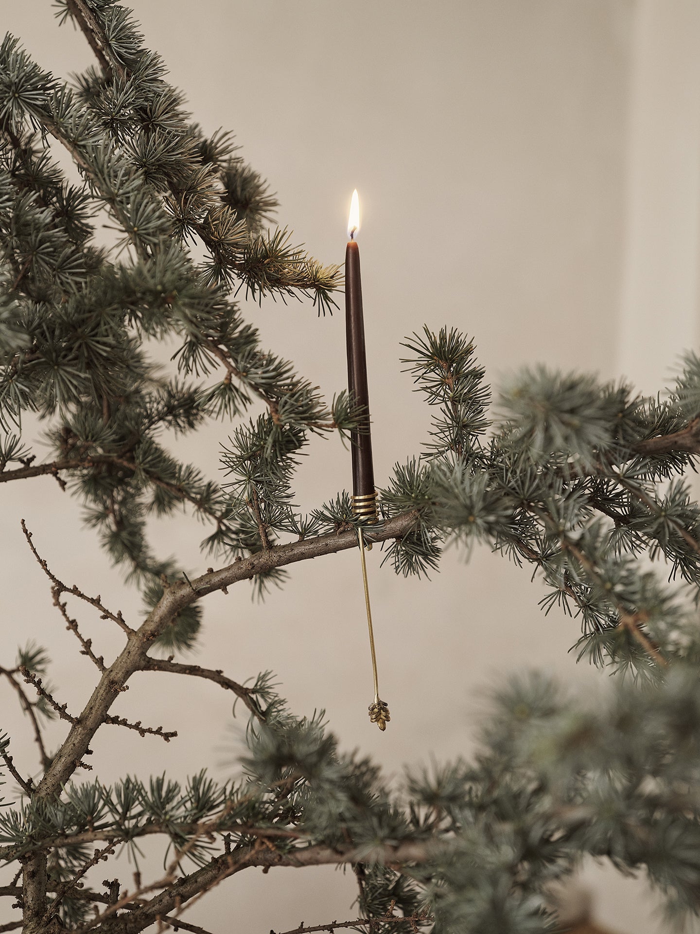 Set van kerstboomkaarsen FOREST in messing