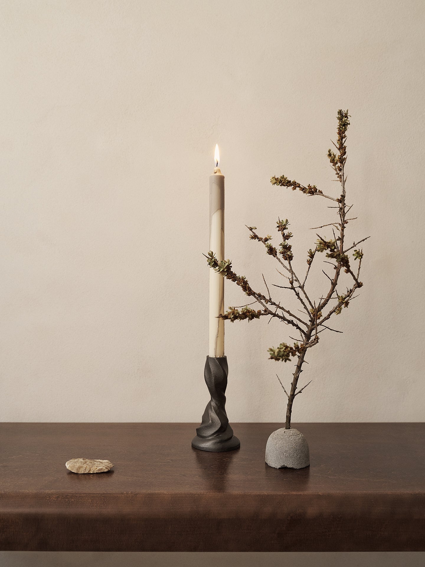 Beige en grijze DRYP kaarsenset