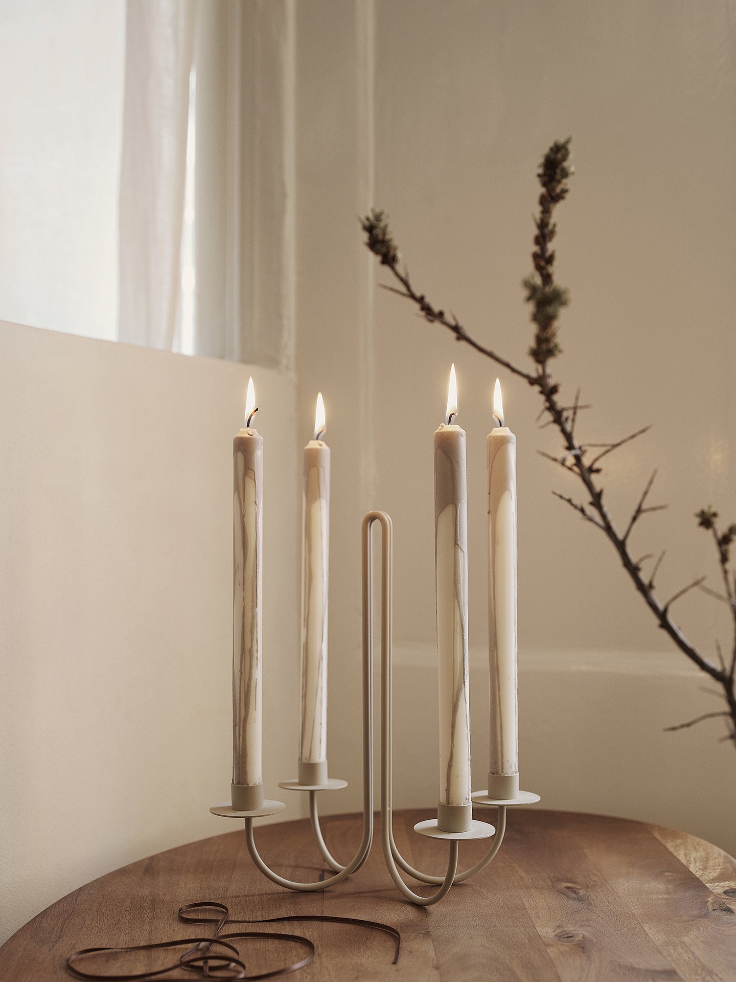Beige en grijze DRYP kaarsenset