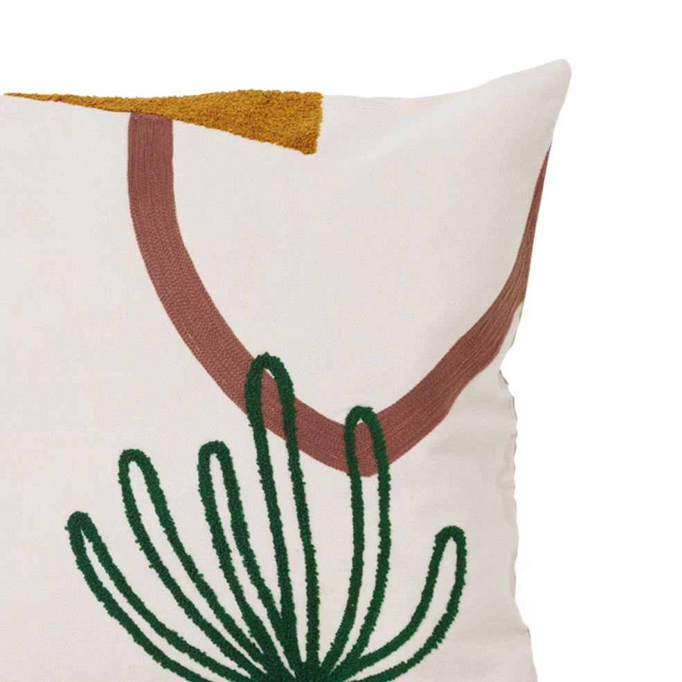 Kussen MIRAGE crème met karamel en groen