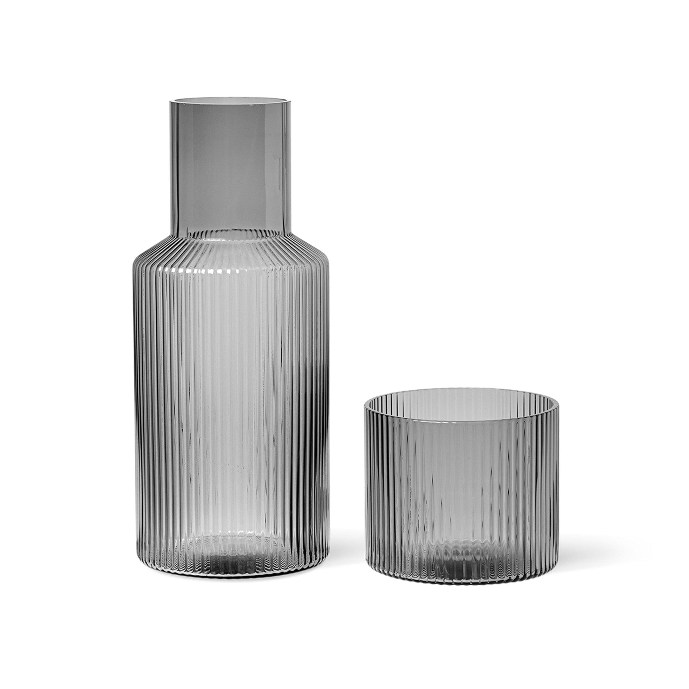Ripple Carafe and Glass Set Smoked Glass