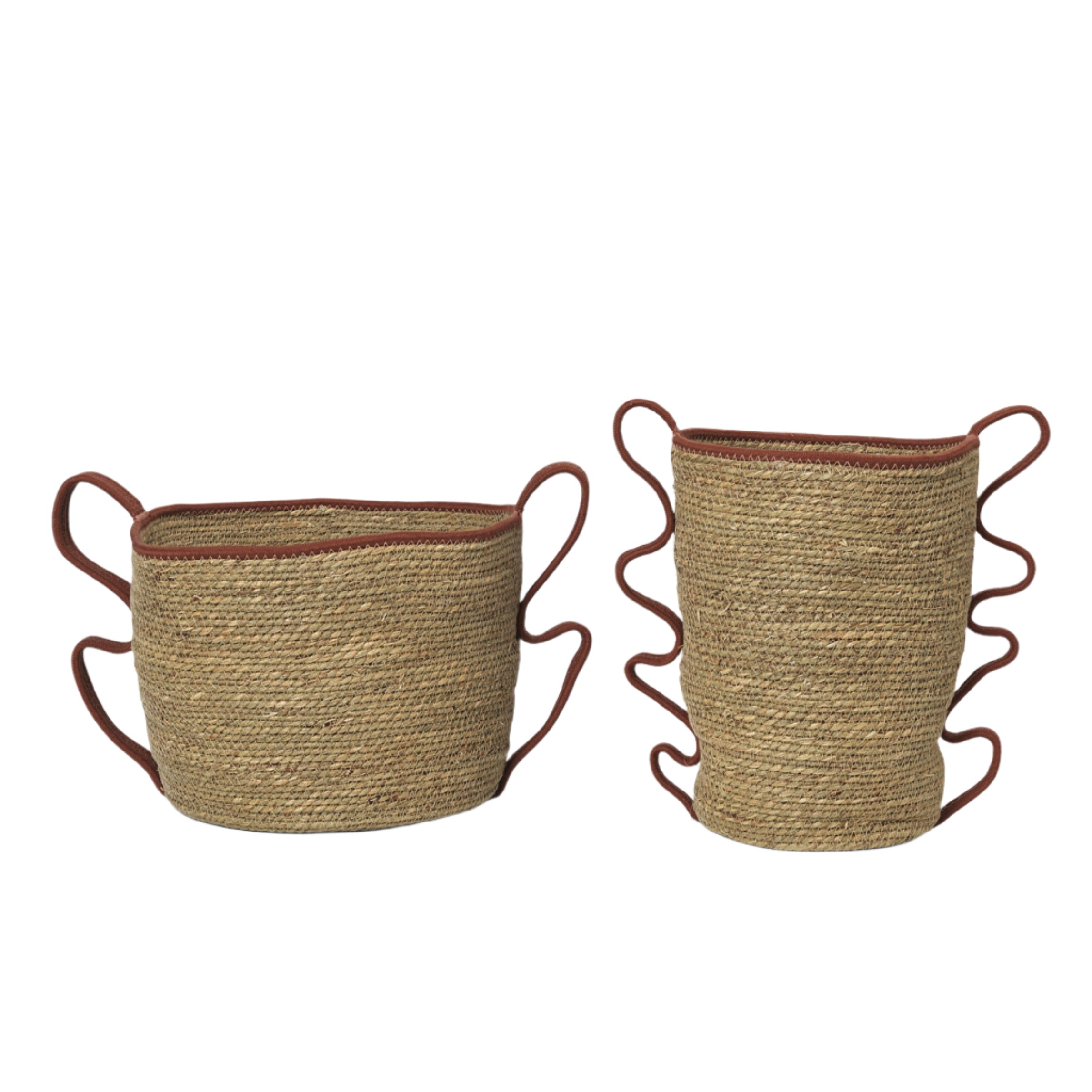 VERSO Seegraskorb-Set mit Ziegelkordel 
