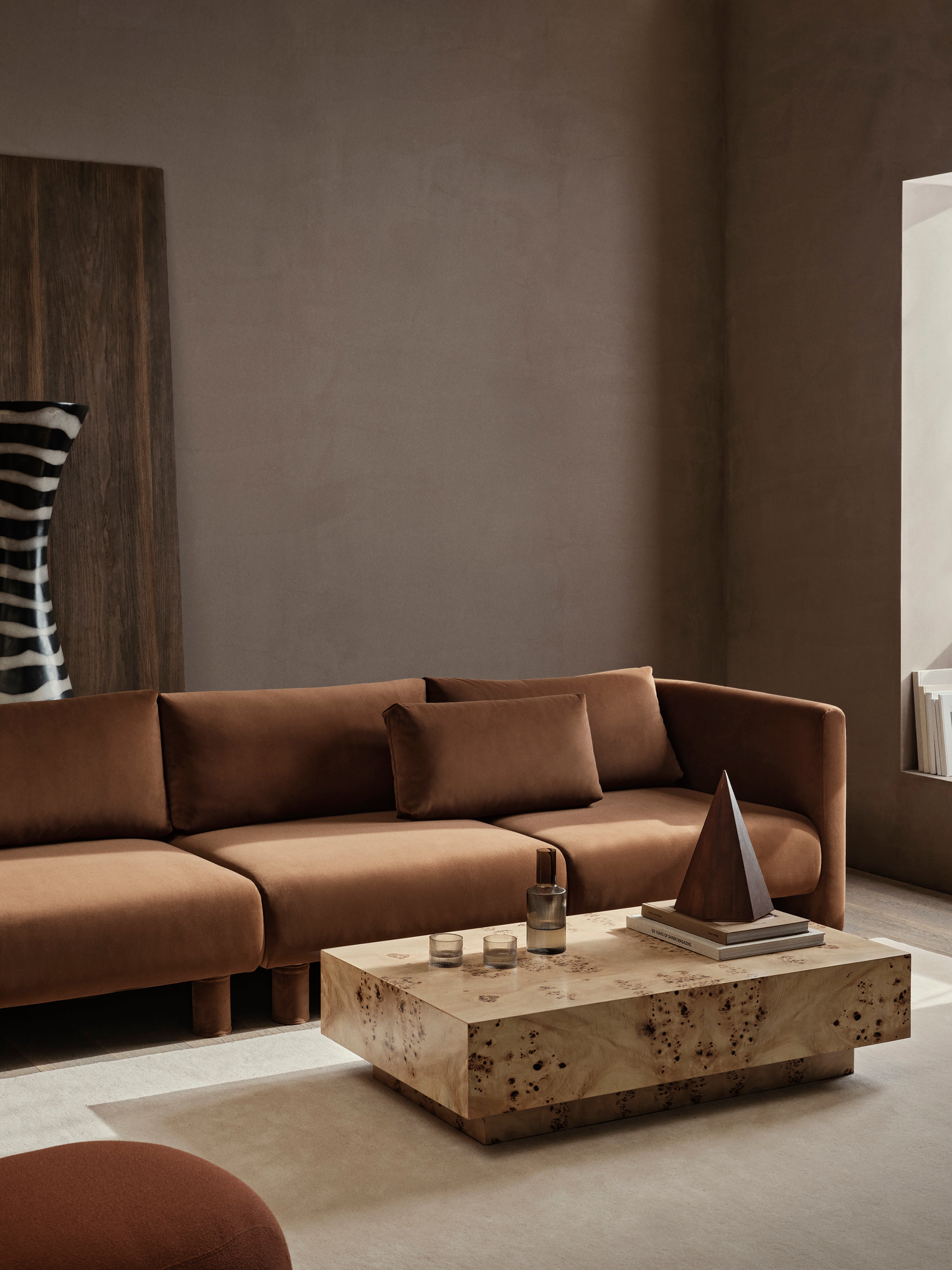 Dase Modulare Sofa - links -Handelement Baumwollwäsche Beige
