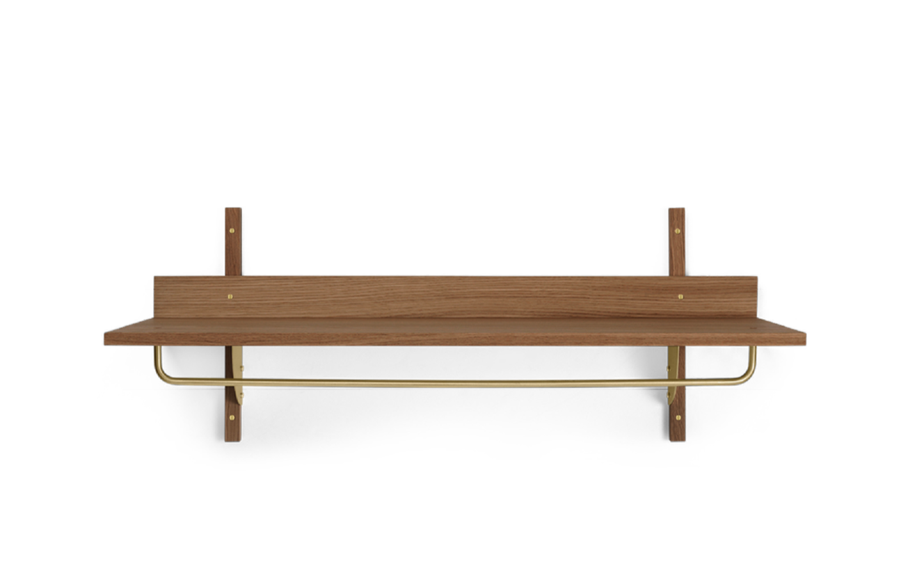 SECTOR RACK SHELF with a railing, veneer in smoked oak