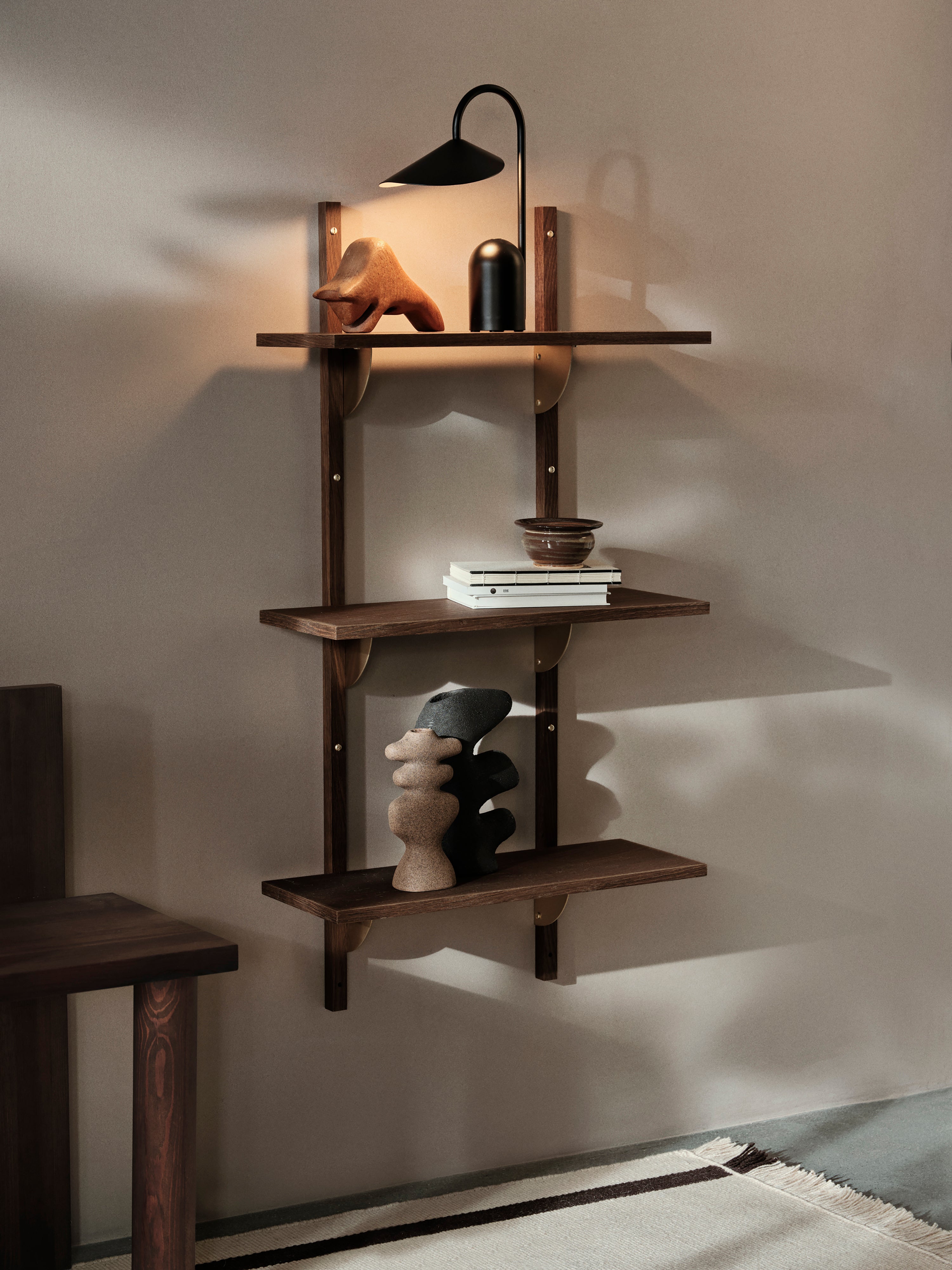 SECTOR TRIPLE NARROW shelf in smoked oak veneer