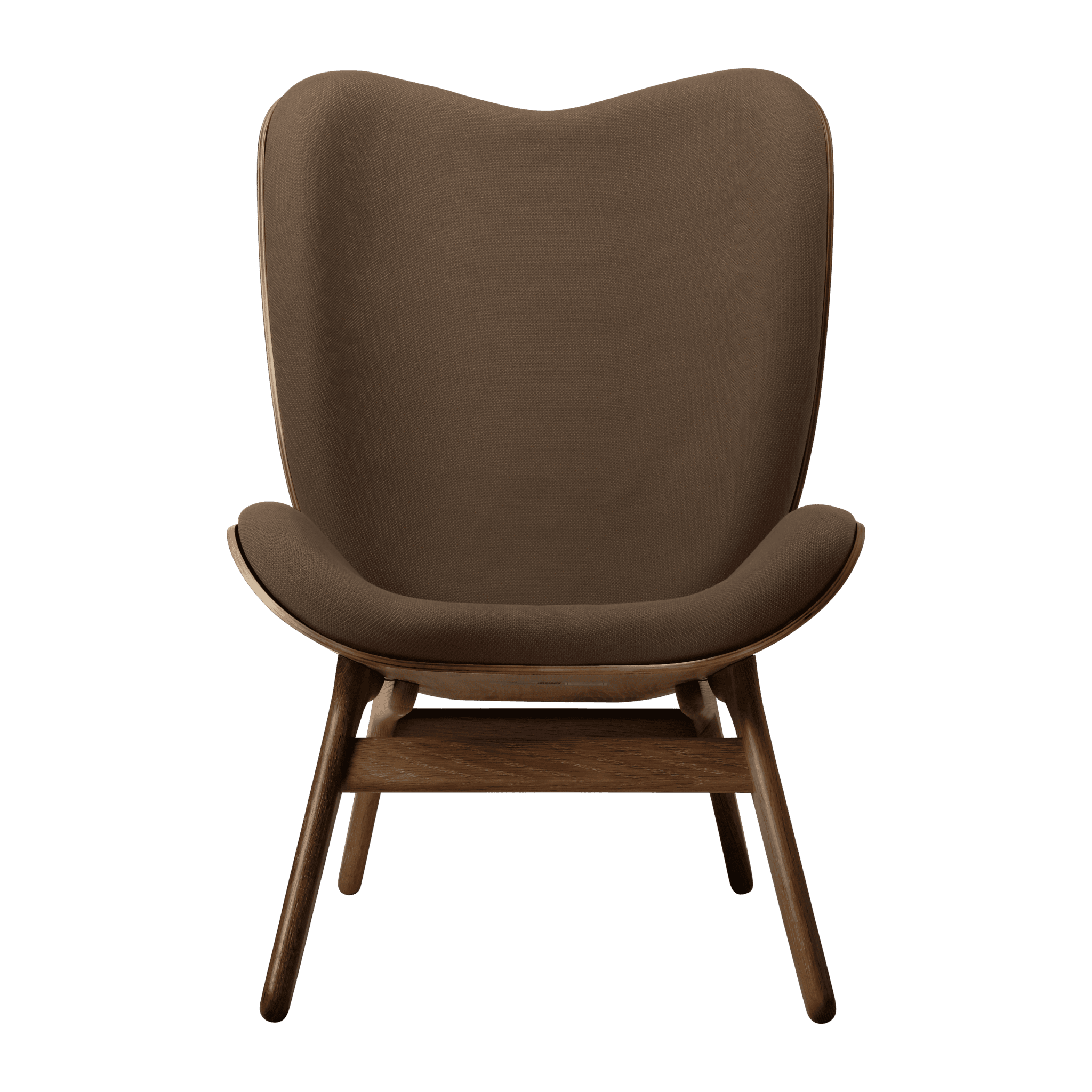 Fotel CONVERSATION PIECE TALL kawowy z ciemno dębową podstawą UMAGE    Eye on Design