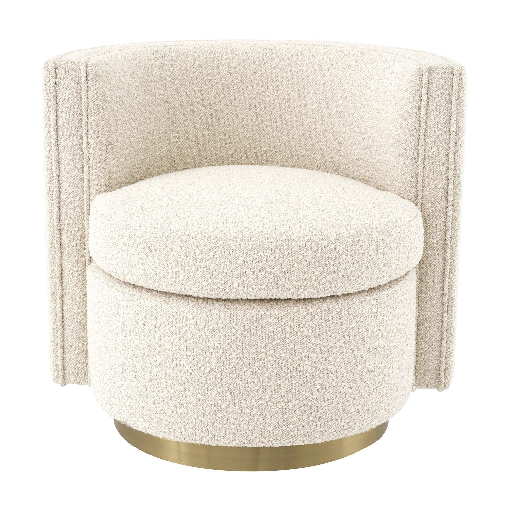 Fotel obrotowy AMANDA kremowy boucle – tkanina bouclé