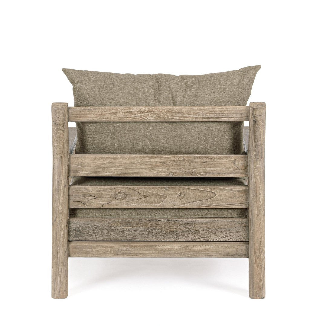 Buitenstoel MAYNARD beige met houten basis