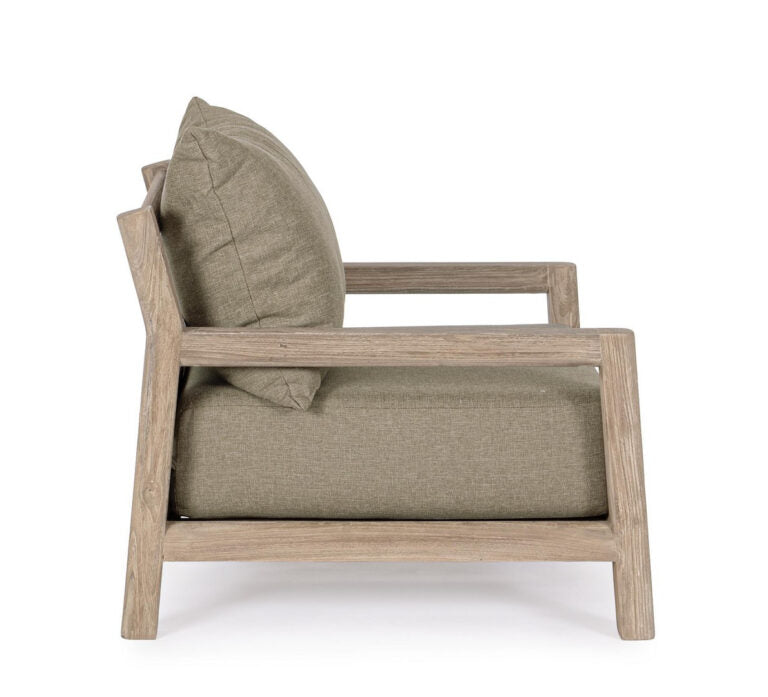Buitenstoel MAYNARD beige met houten basis