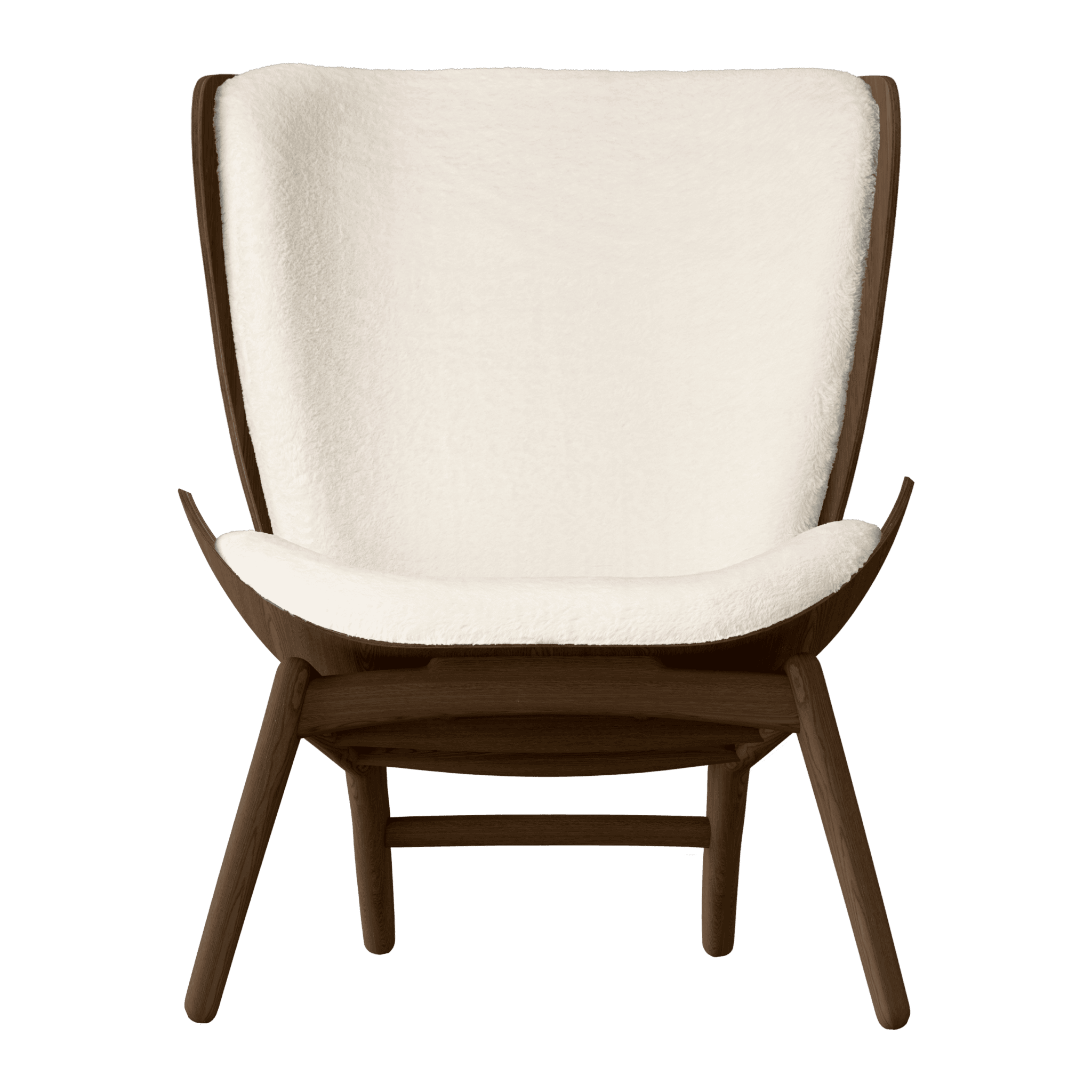 Fotel READER kremowy plusz z ciemno dębową podstawą UMAGE    Eye on Design