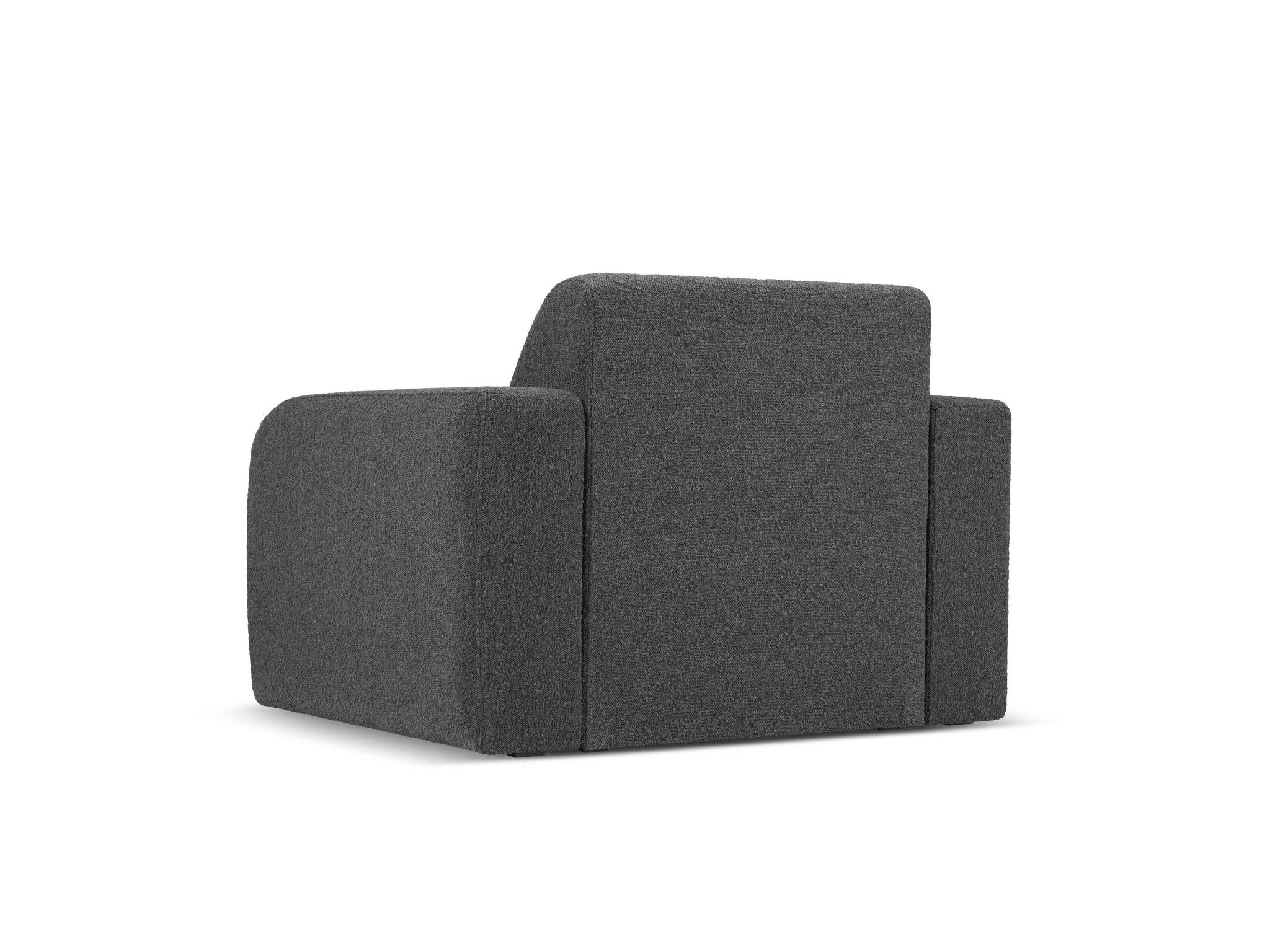 Fotel w tkaninie boucle LOLA ciemnoszary – tkanina bouclé
