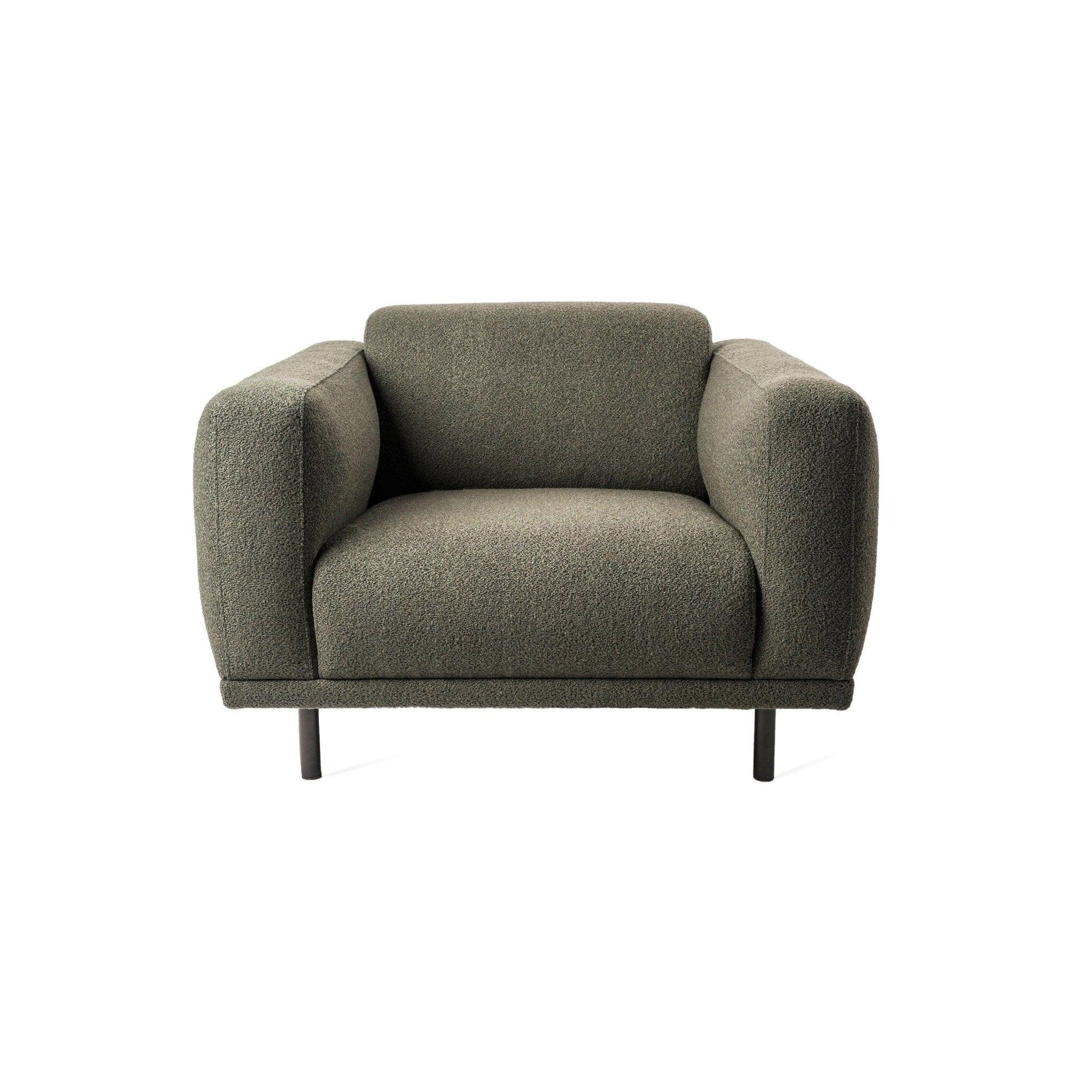 Fotel w tkaninie boucle TEDDY oliwkowy Pols Potten    Eye on Design