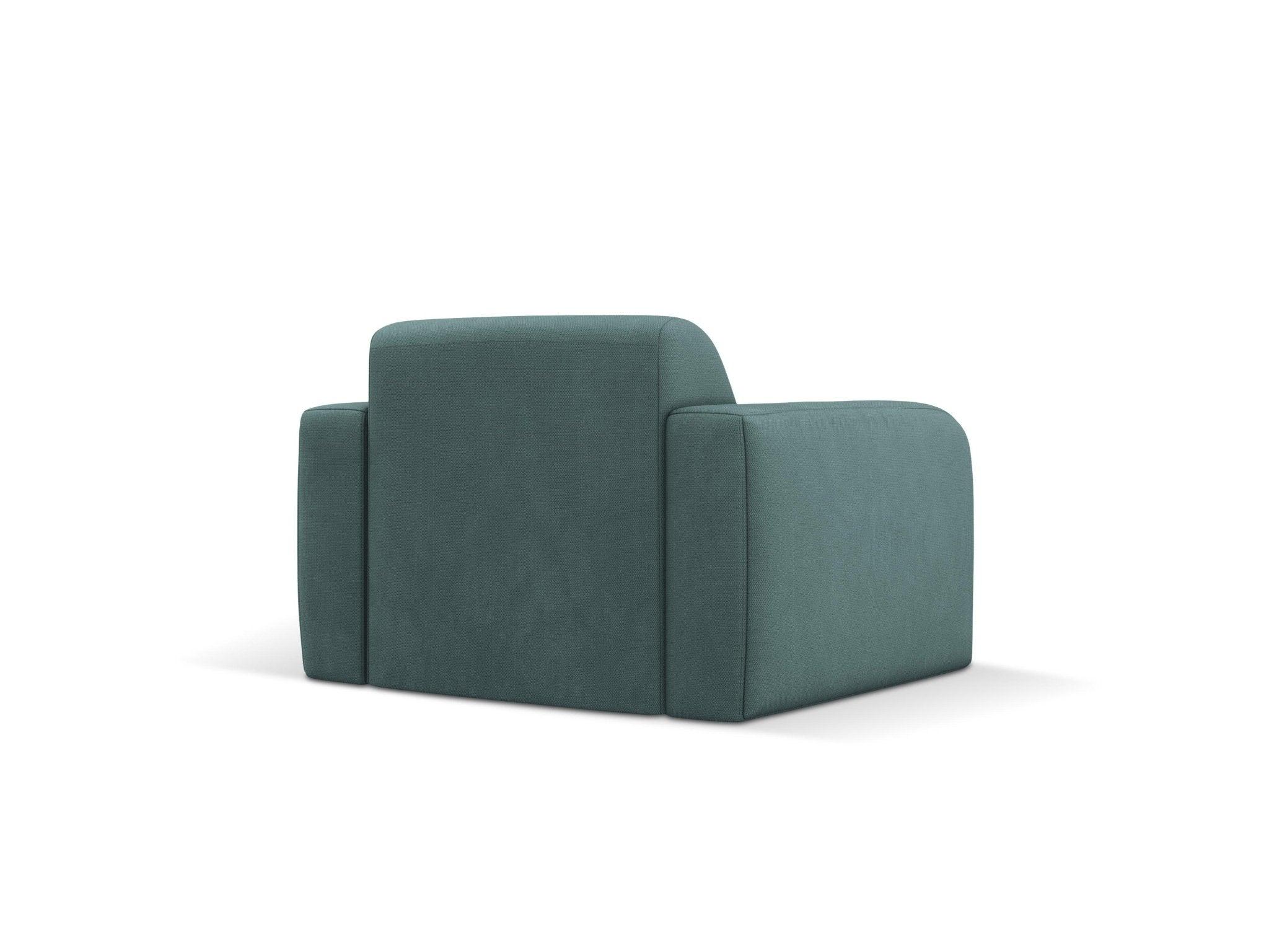 Fotel w tkaninie chenillowej LOLA zieleń morska do salonu – Windsor & Co
