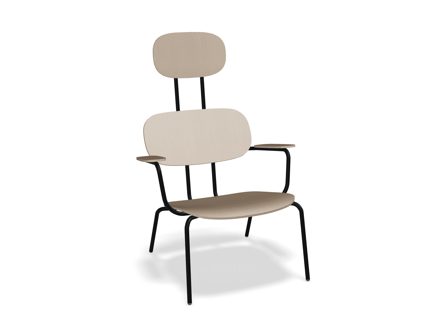 Fotel z zagłówkiem NEW SCHOOL LOUNGE czarny MDD jasny jesion bez podnóżka  Eye on Design