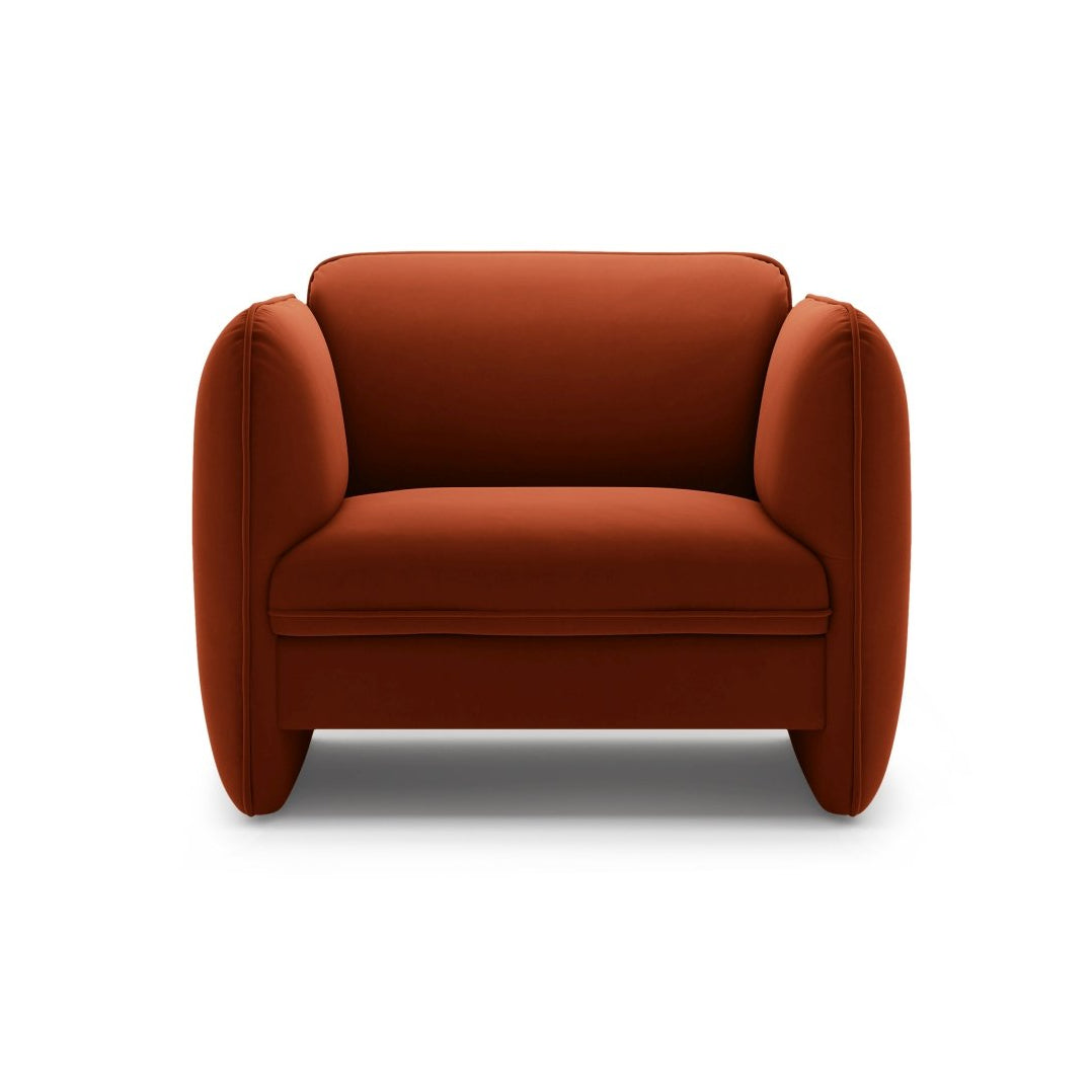 Fluwelen fauteuil GEORGIA kastanjebruin