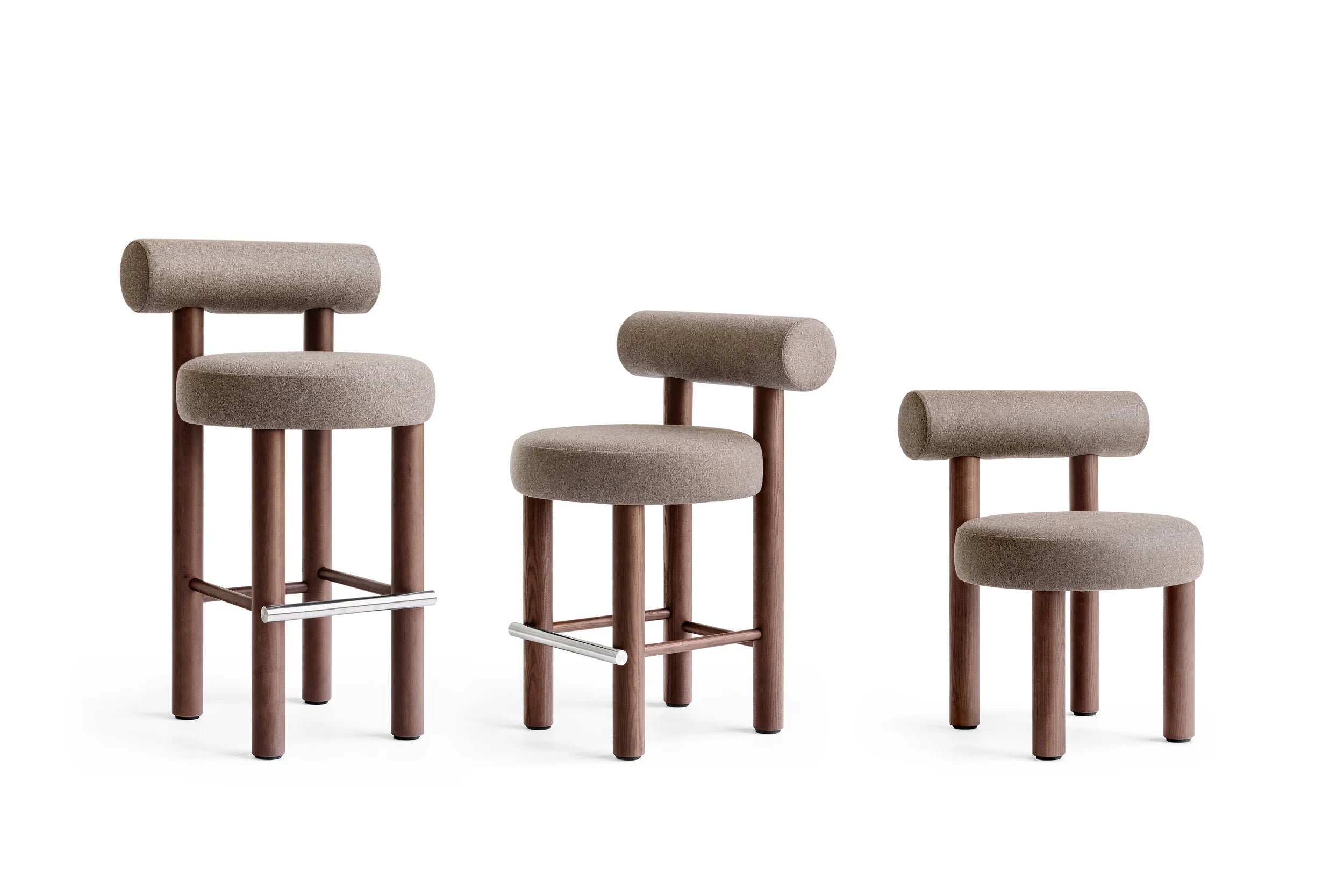 Upholstered Bar Stool GROPIUS CS2 with Wooden Base