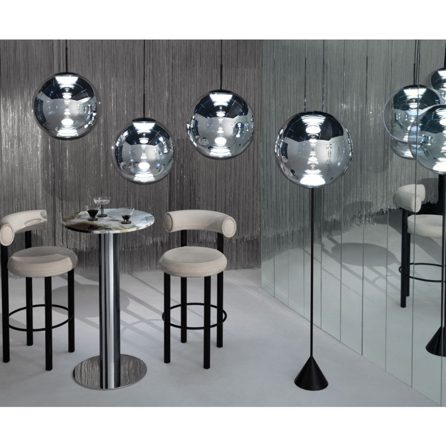 Vloerlamp GLOBE CONE zilver