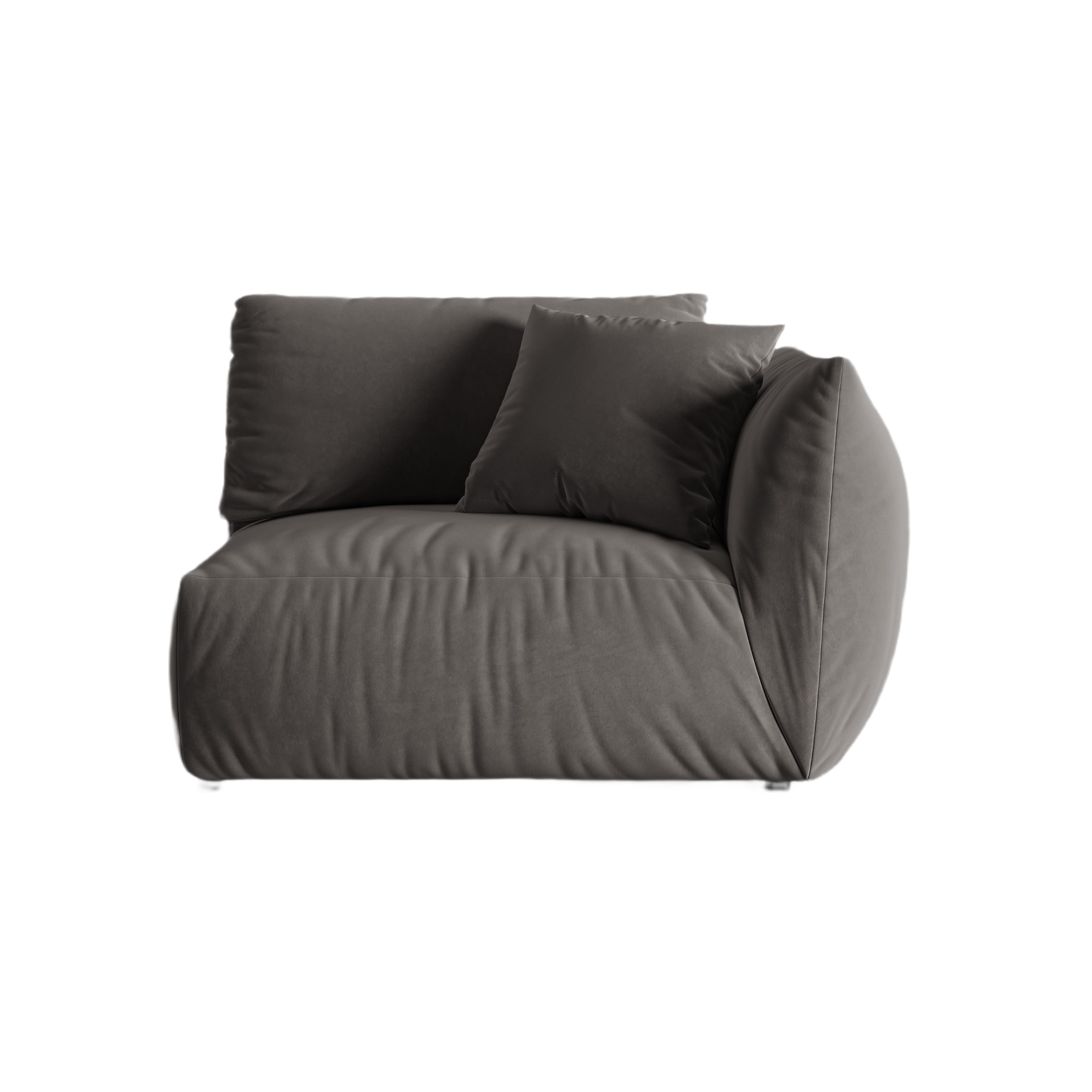 Modulaire fluwelen bank CHRIS - rechterelement donkergrijs