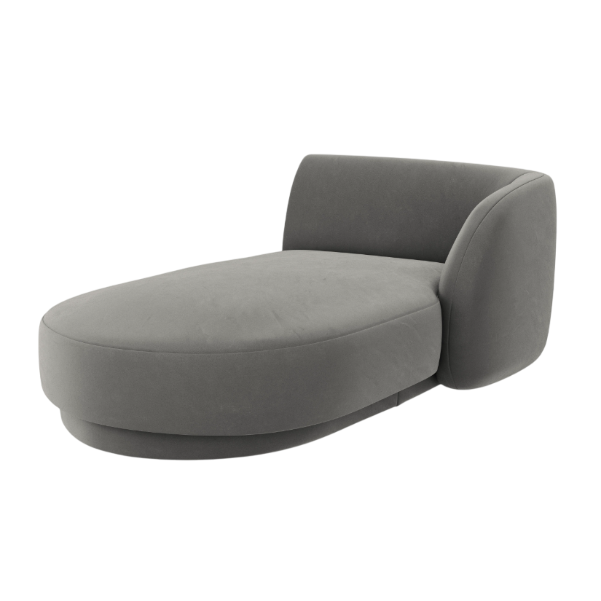 Right-facing velvet chaise longue MILEY light gray