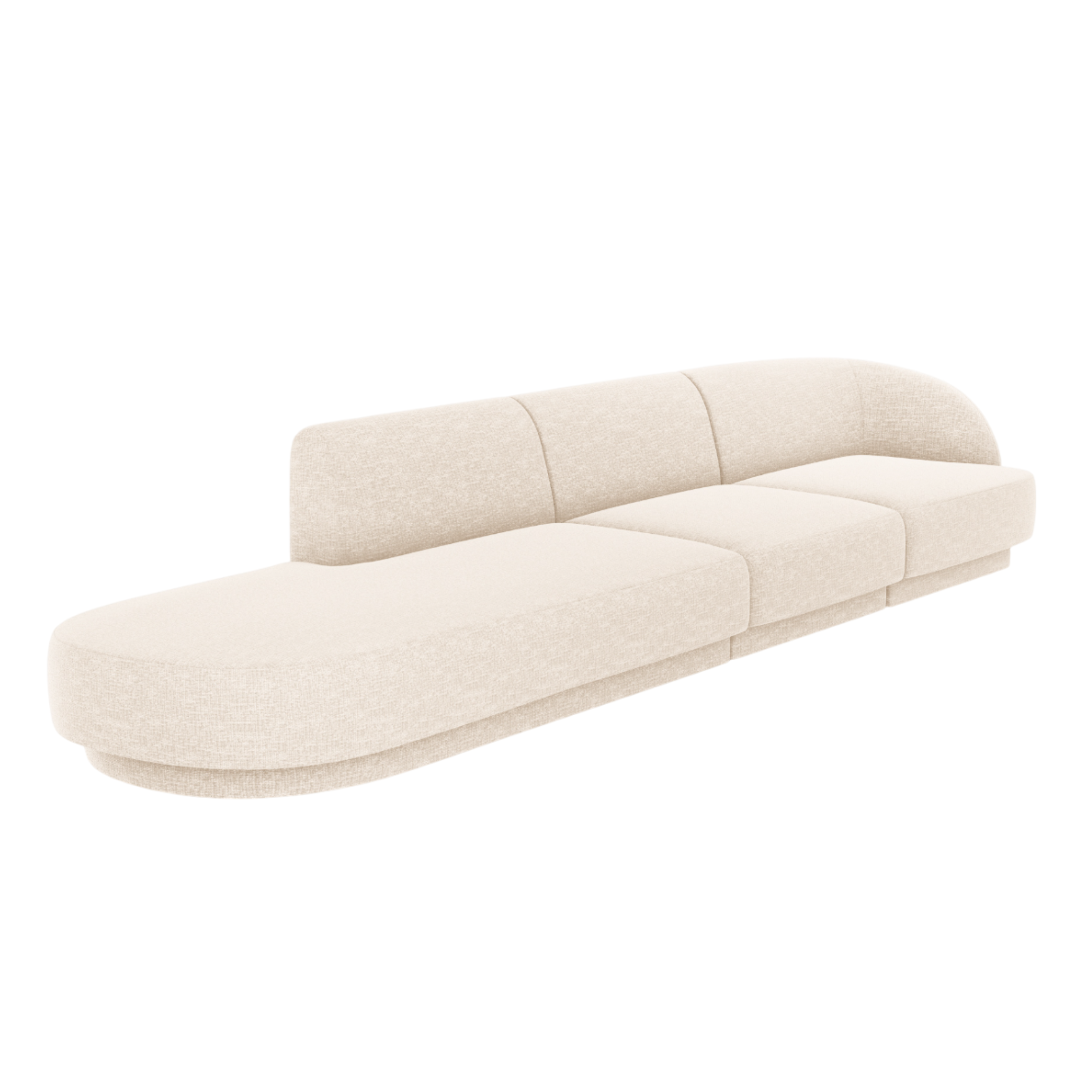 Sofa offene linke 4-sitzige offene MILEY Elfenbein Chenille