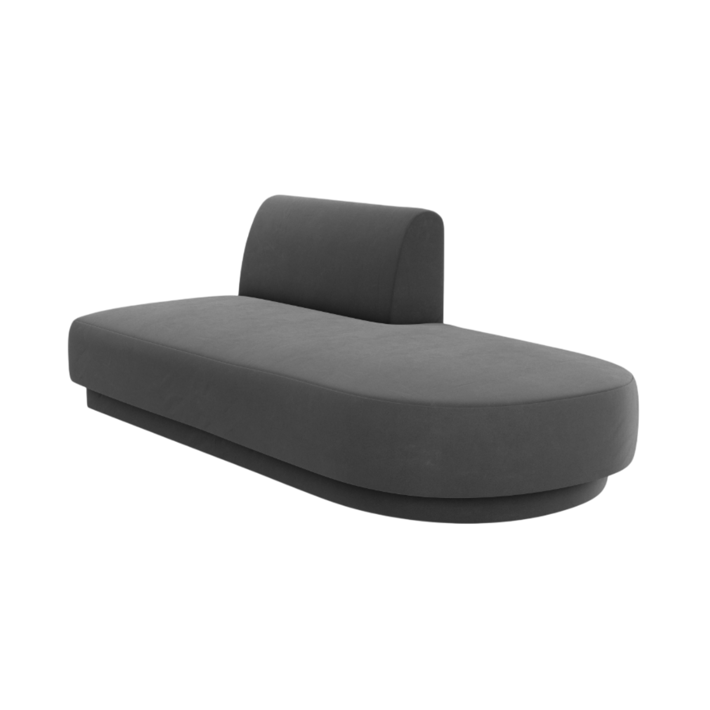 Gray Right-Hand Velvet Two-Seater Chaise Longue MILEY