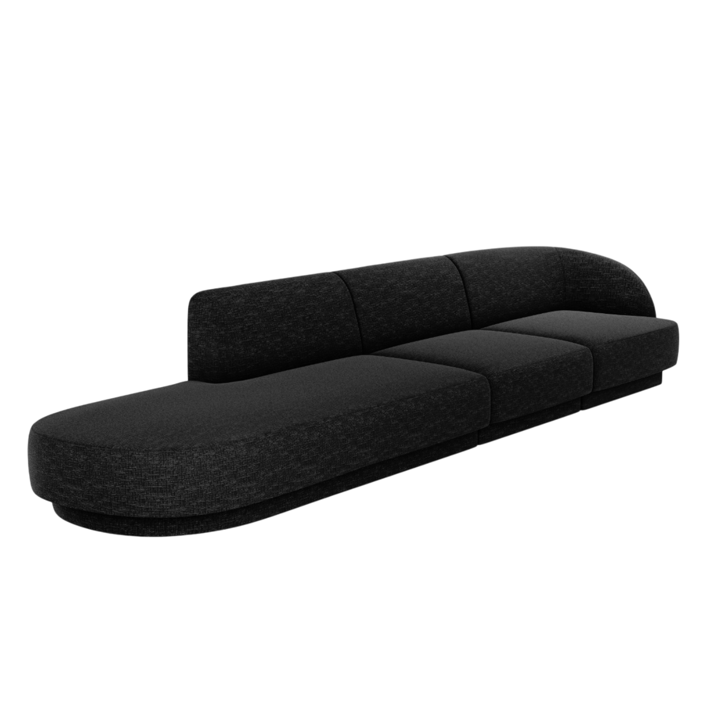 Open left-sided 4-seater sofa MILEY black chenille