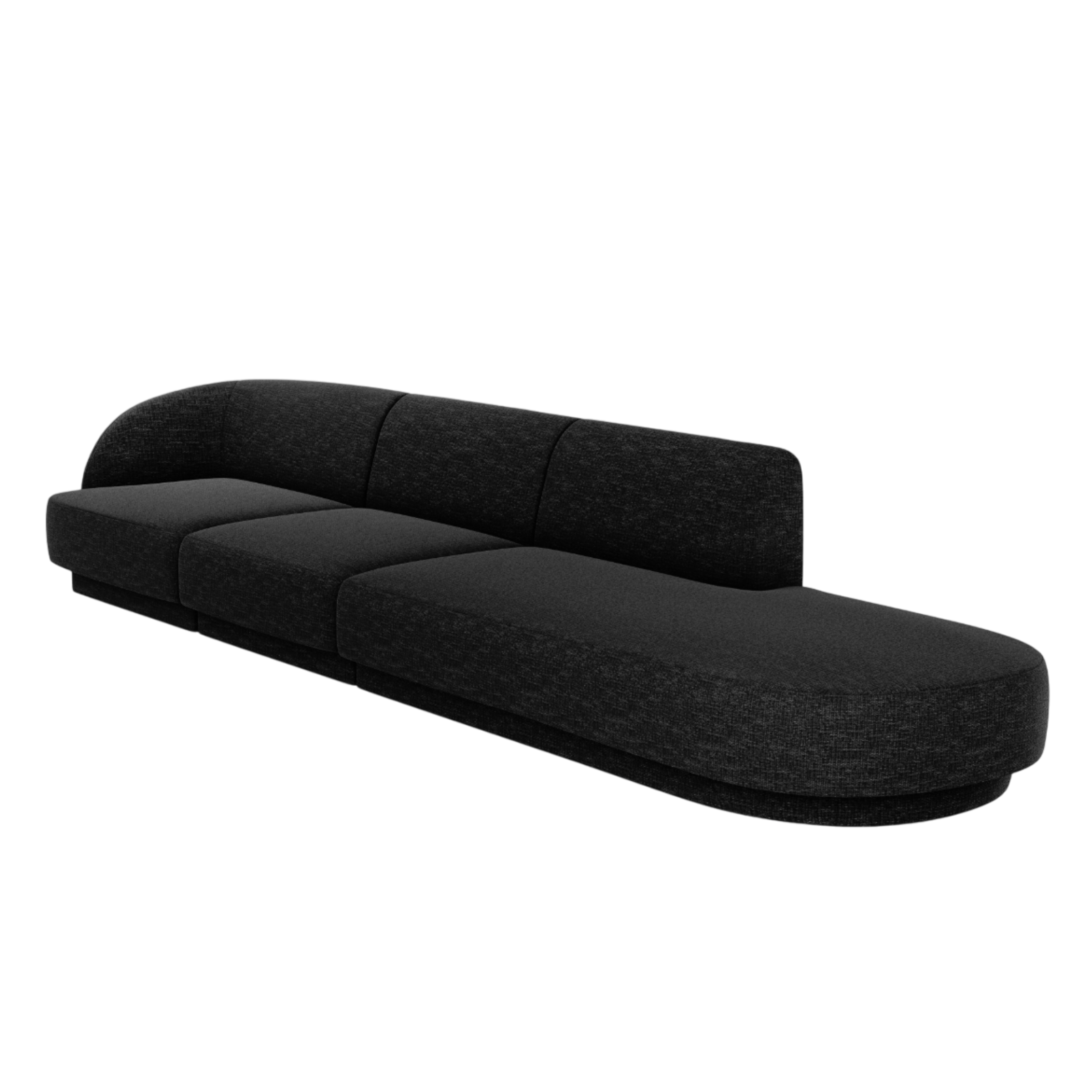 Sofa offene rechtsseitige 4-sitzige offene MILEY schwarz Chenille