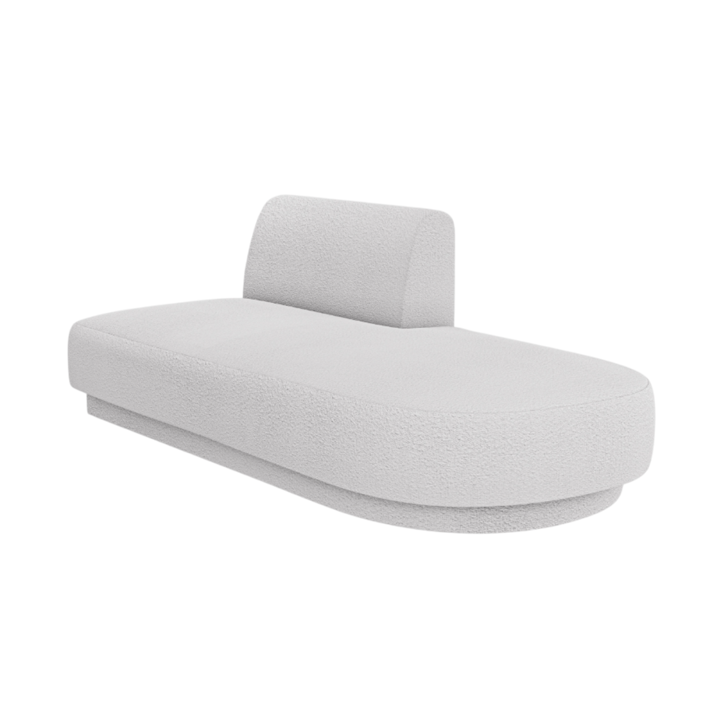 Rechthoekige 2-persoons chaise longue MILEY lichtgrijze boucle