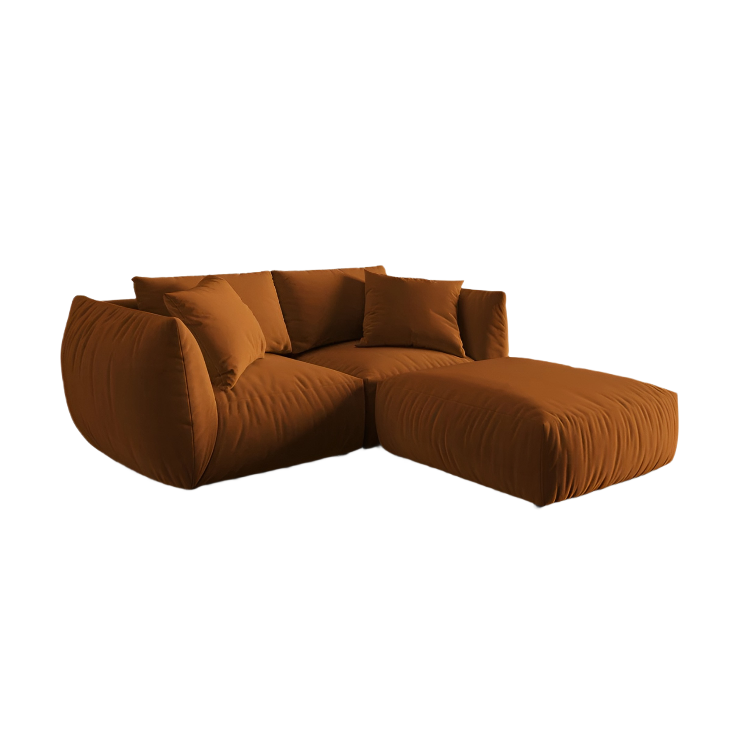 Narożnik aksamitny lewostronny CHRIS terracotta – sofa narożna