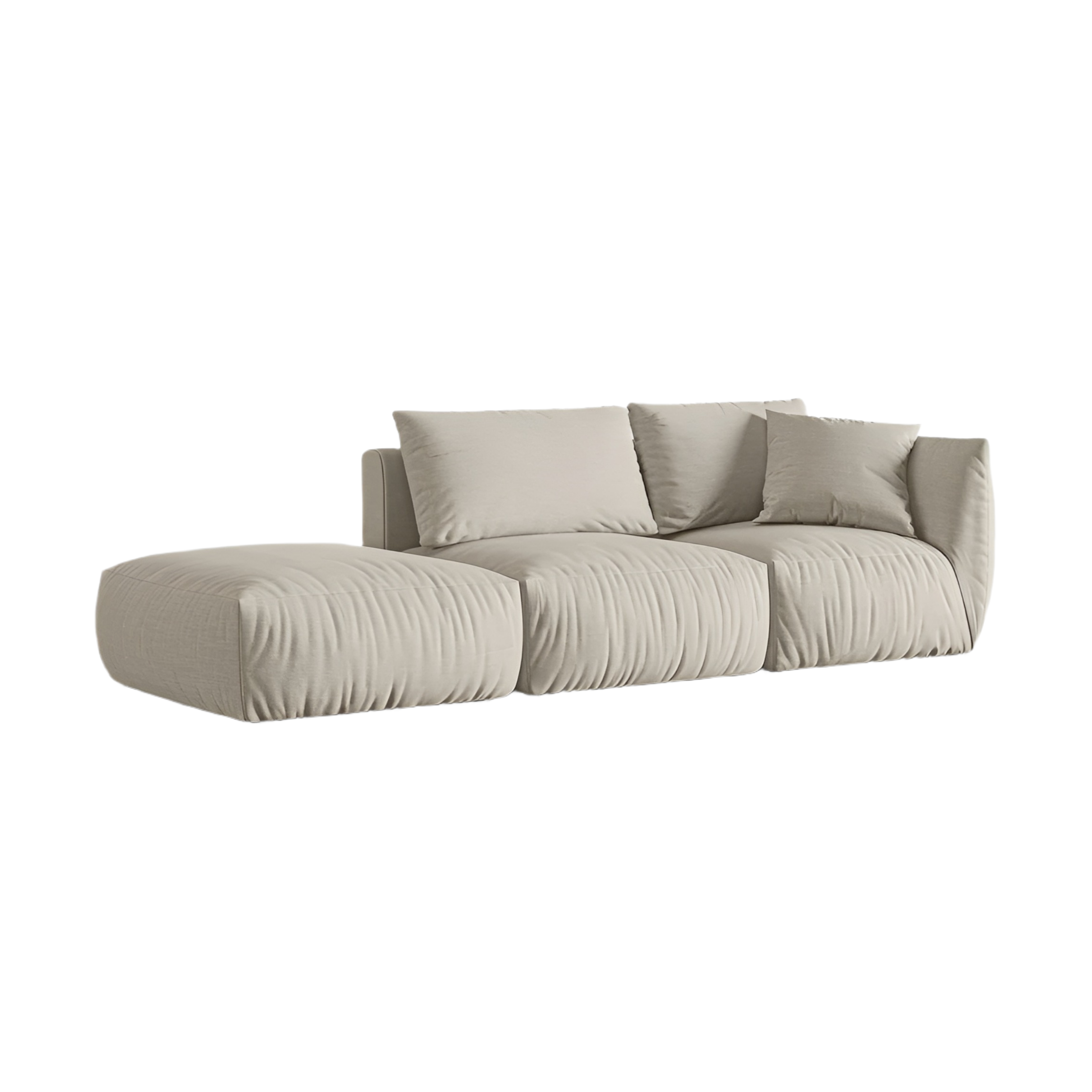 Modulares 3-Sitzer-Sofa links CHRIS creme Chenille