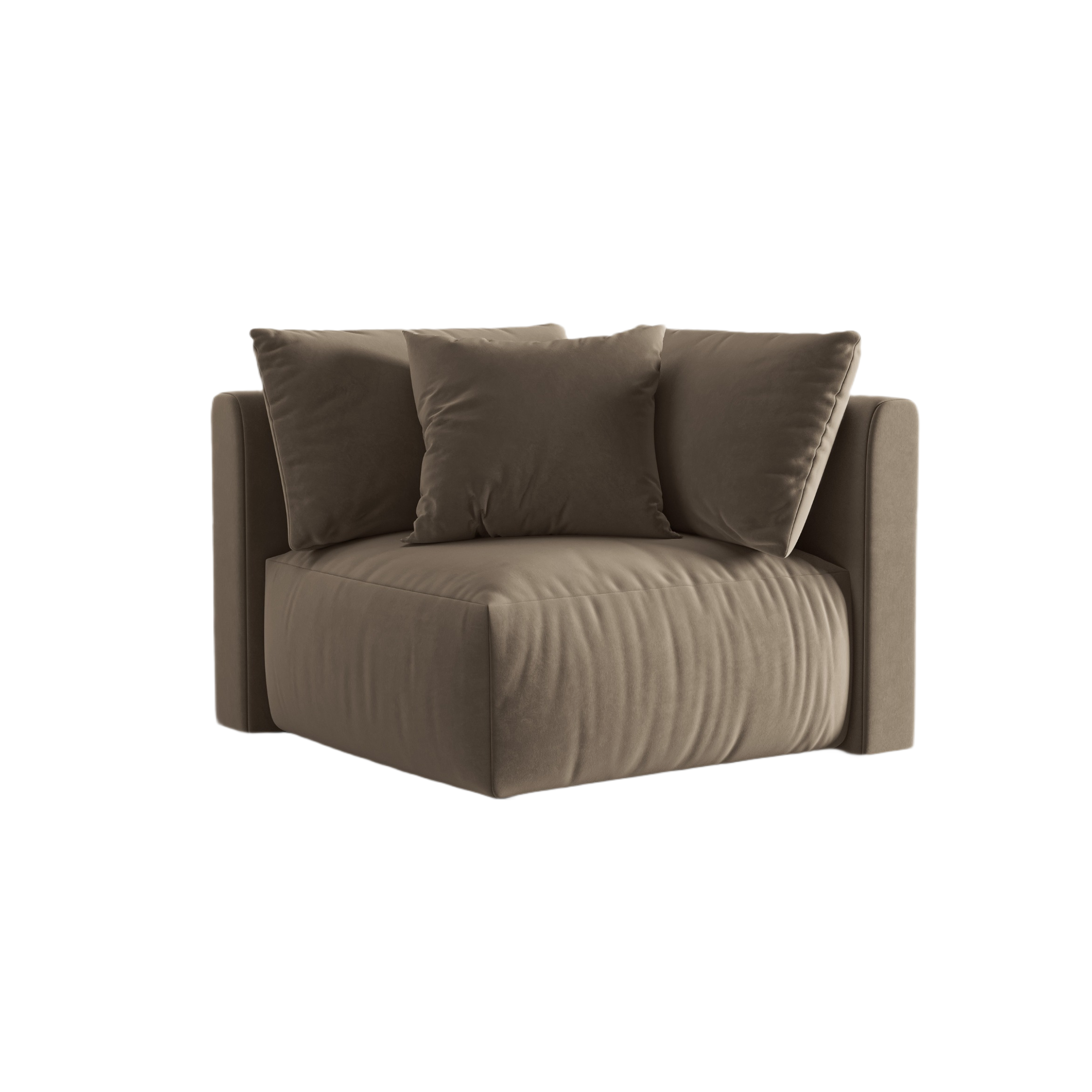 CHRIS Velvet Modular Sofa - Light Brown Corner Element
