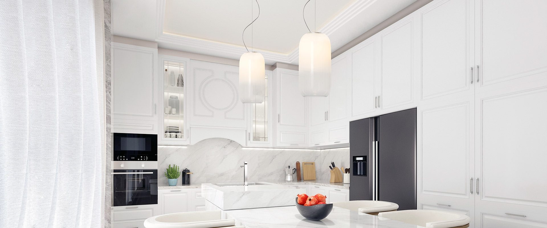 GOPLE Pendant Lamp White with Silver Finish