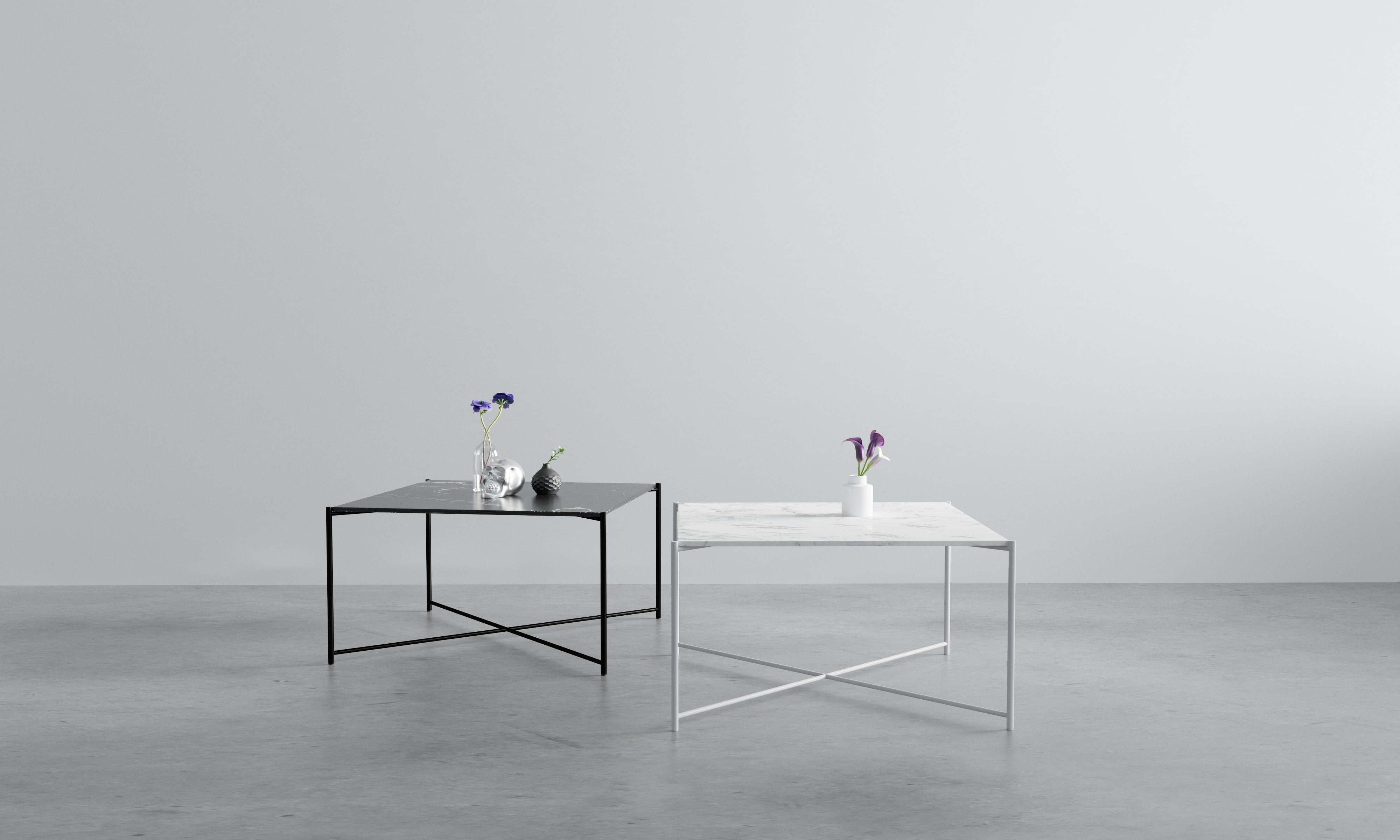 Salontafel HARRY met een marmeren blad en een stalen basis