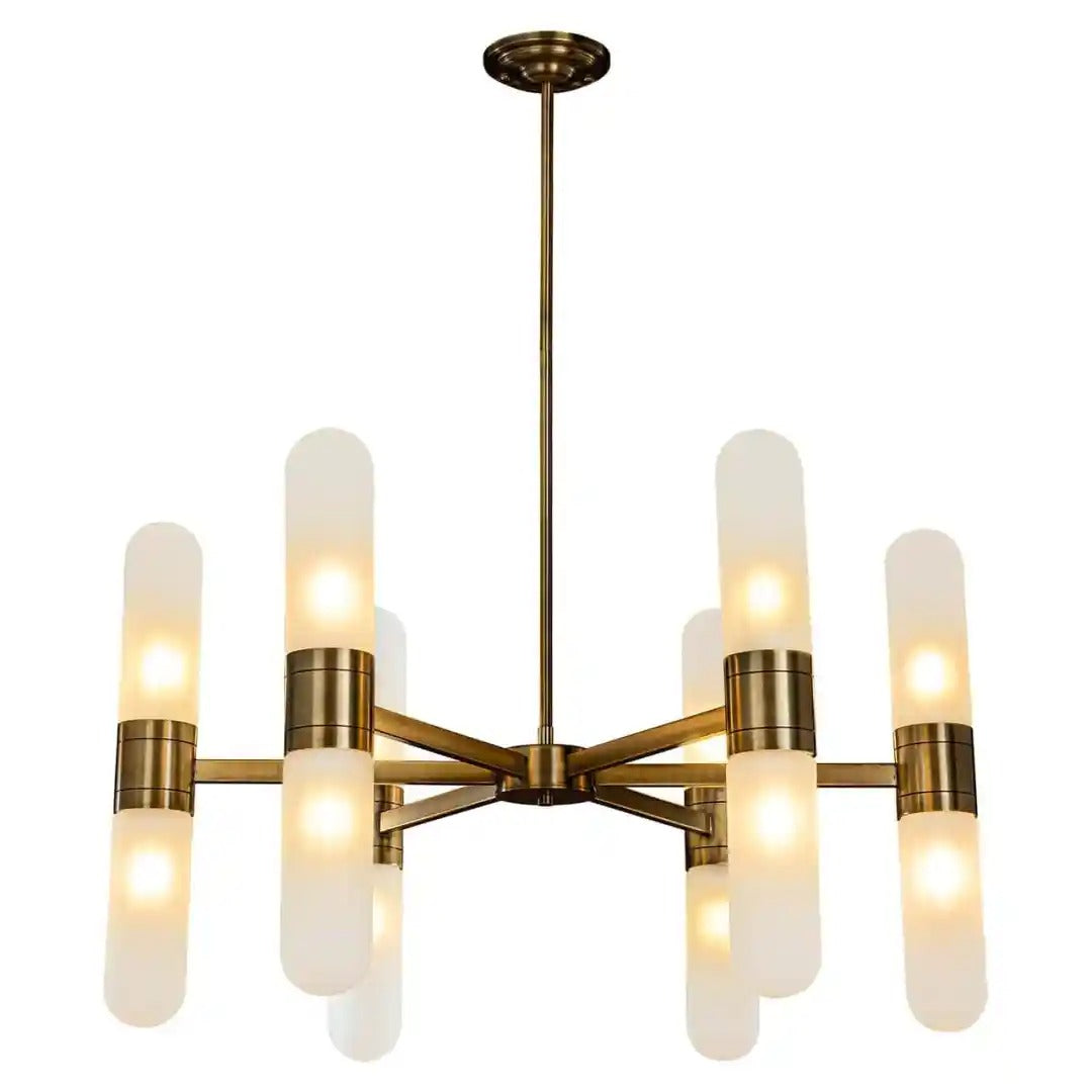 TRICON chandelier with milk glass and brown