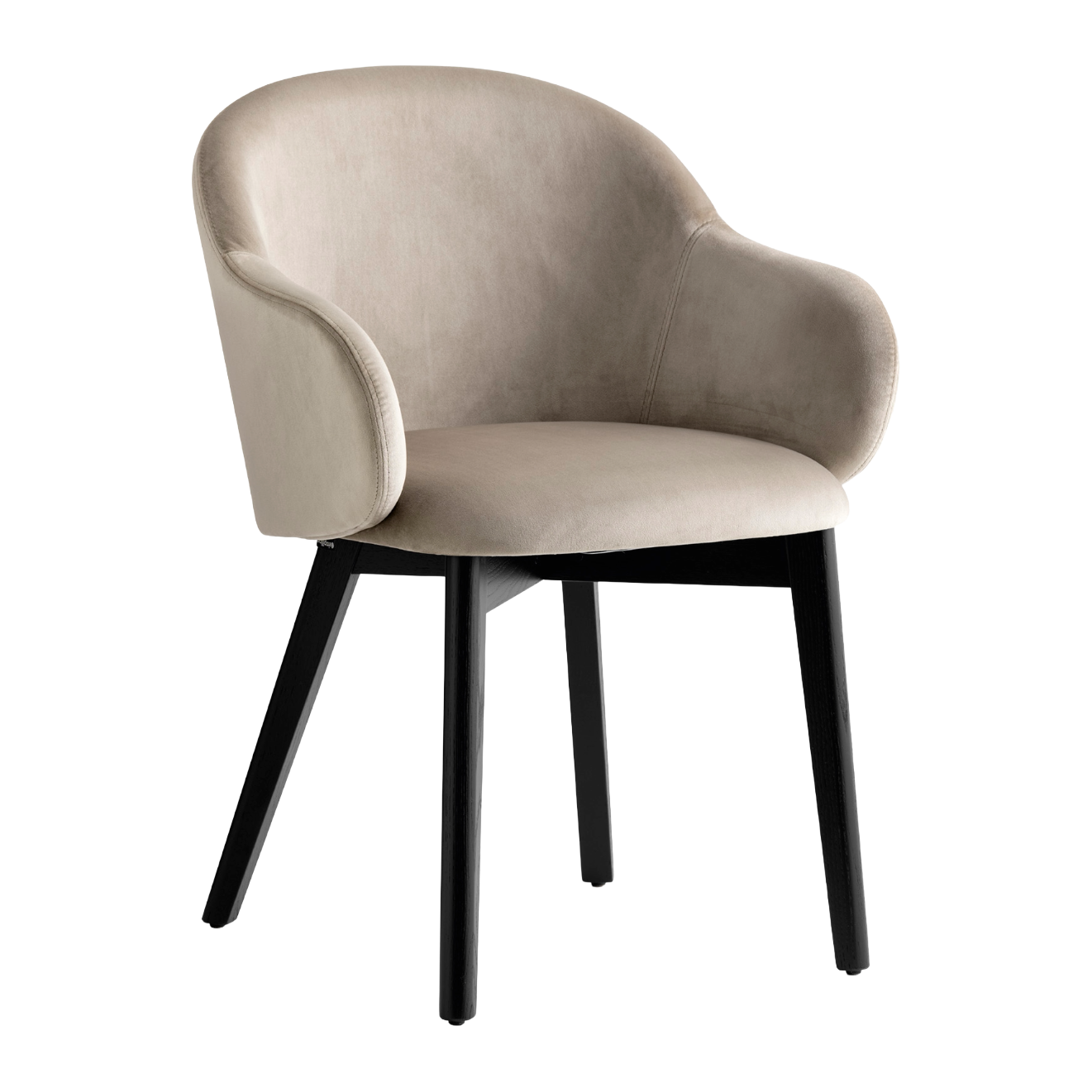 Holly FAB fauteuil met armleuningen, gestoffeerd met een zwarte houten basis
